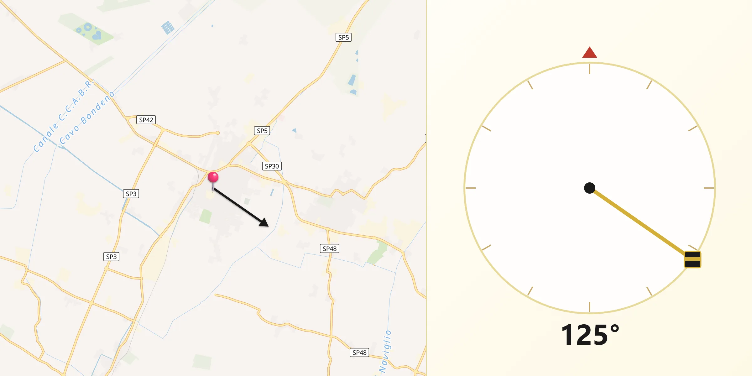 Direzione della Qibla da Novellara