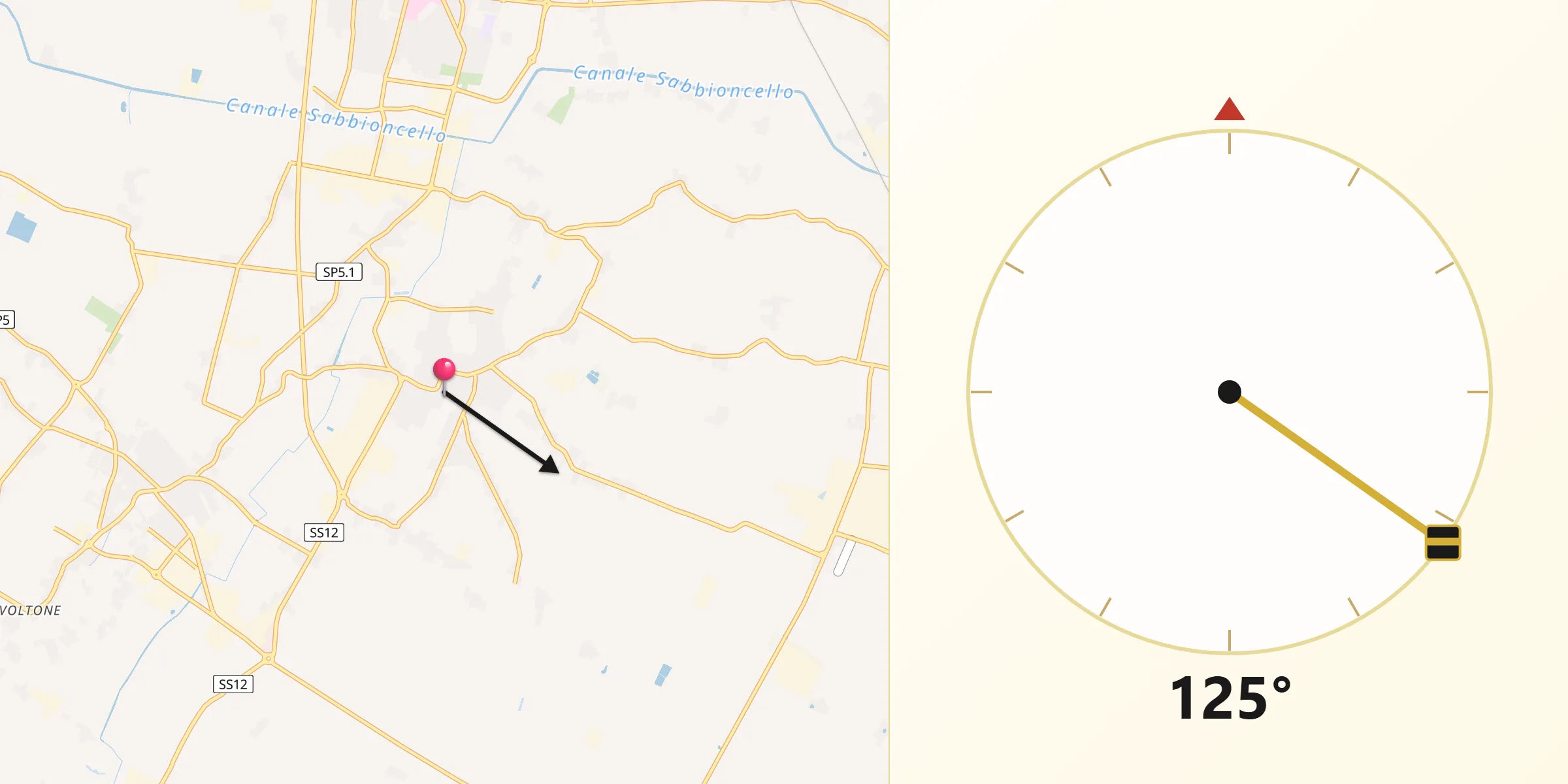 Direzione della Qibla da Medolla