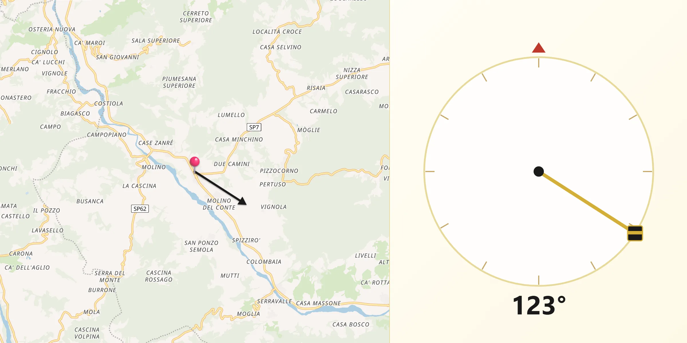 Direzione della Qibla da Ponte Nizza