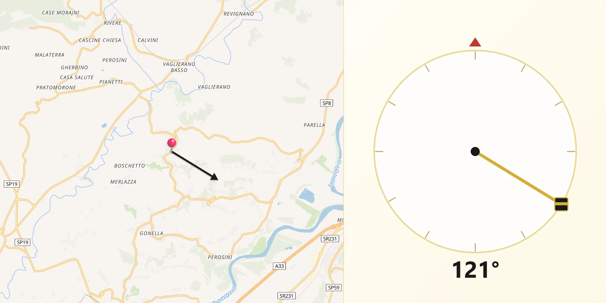 Direzione della Qibla da Celle Enomondo