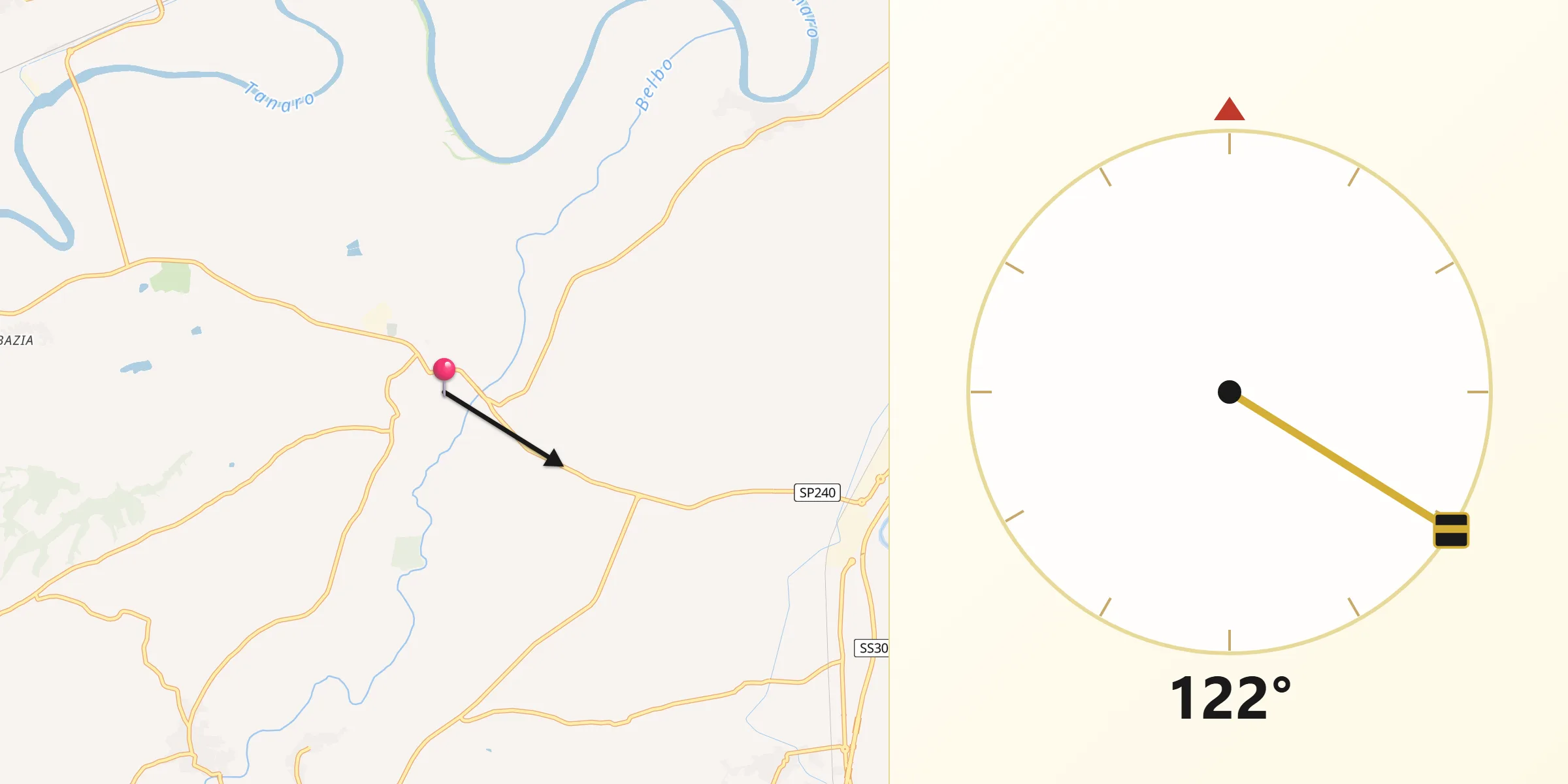 Direzione della Qibla da Oviglio