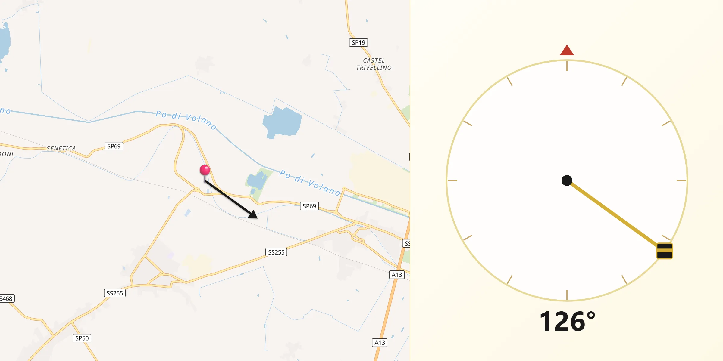 Direzione della Qibla da Vigarano Pieve
