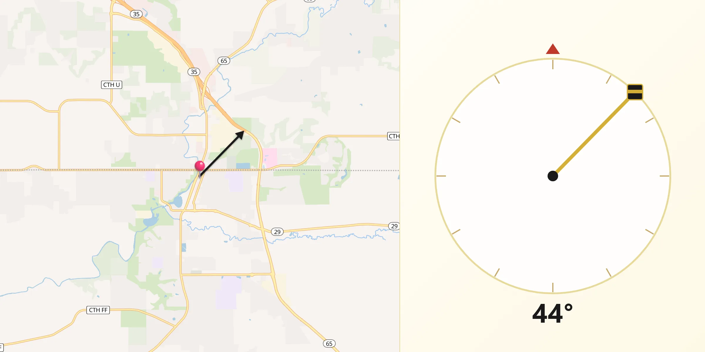 Qibla Direction from River Falls