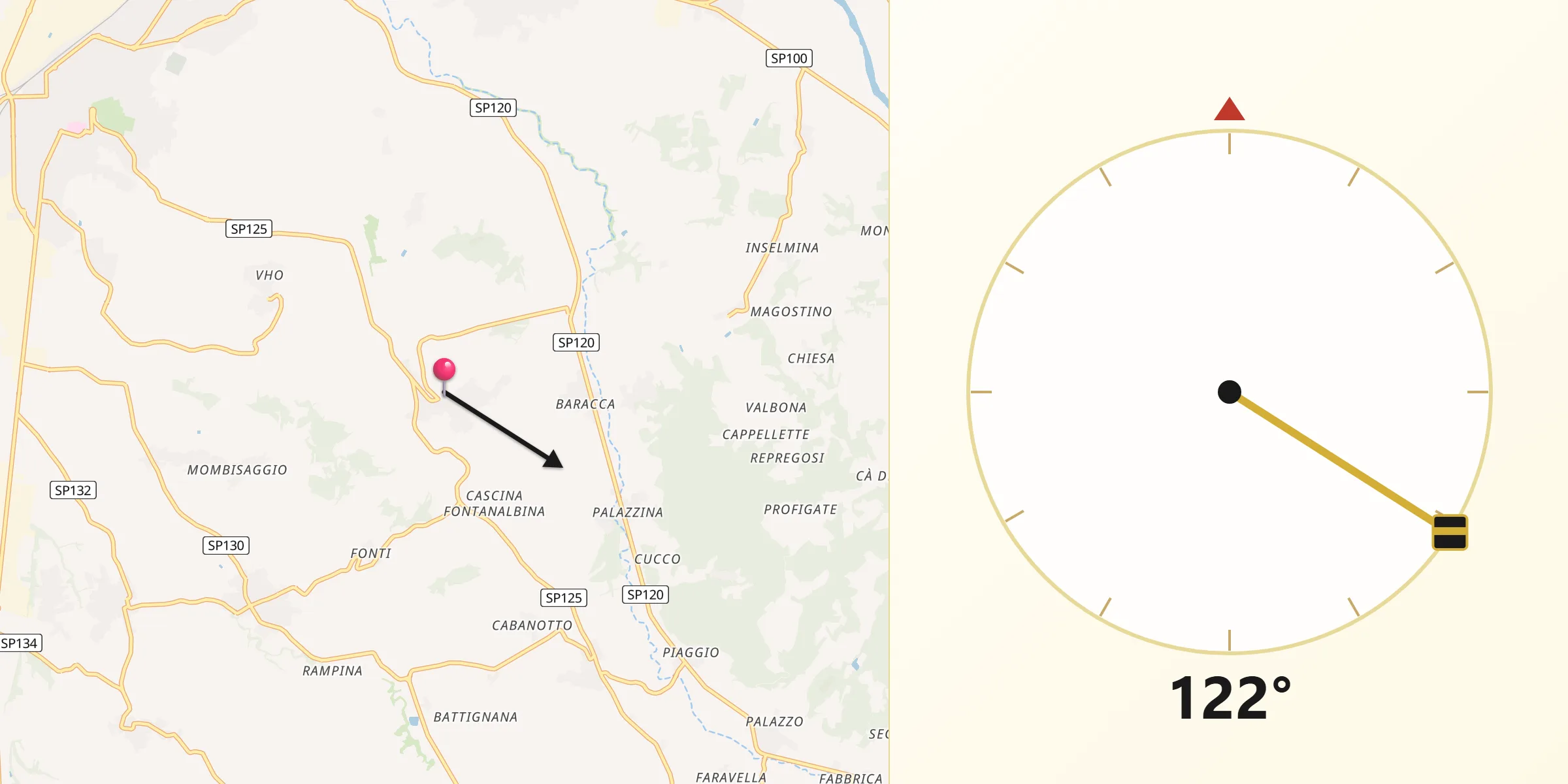 Direzione della Qibla da Sarezzano