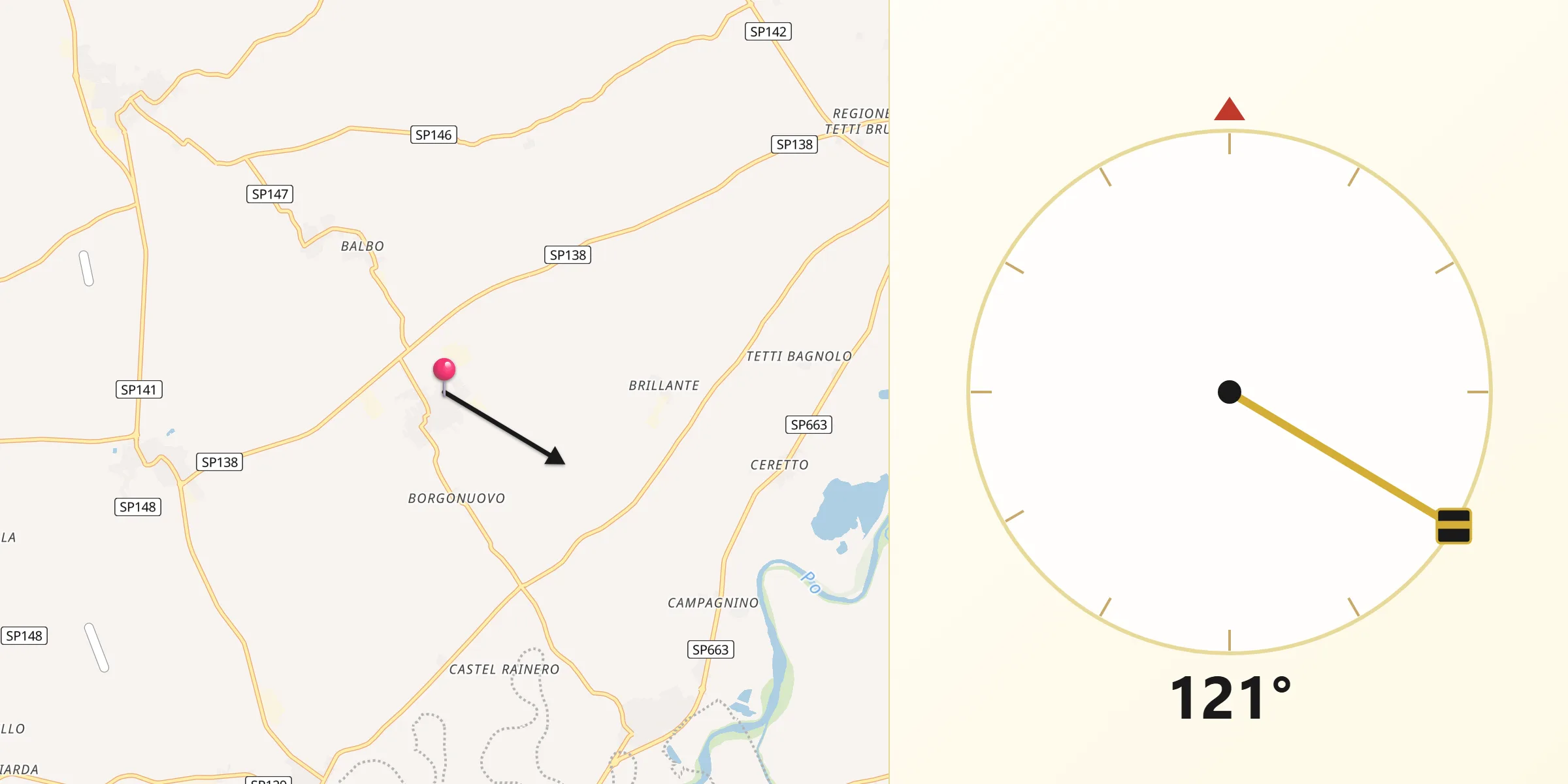 Direzione della Qibla da Osasio