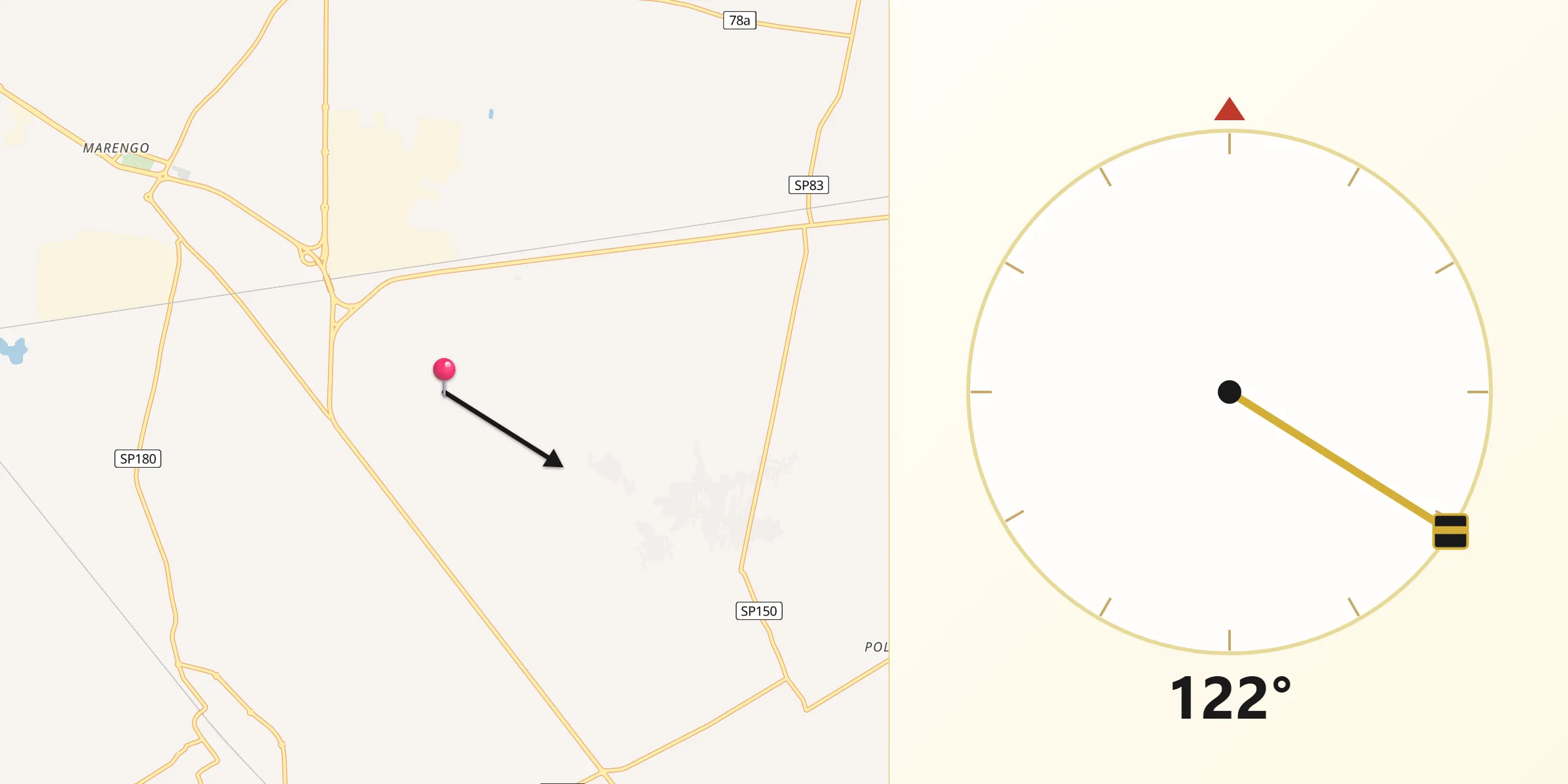 Direzione della Qibla da Litta Parodi-Cascinagrossa