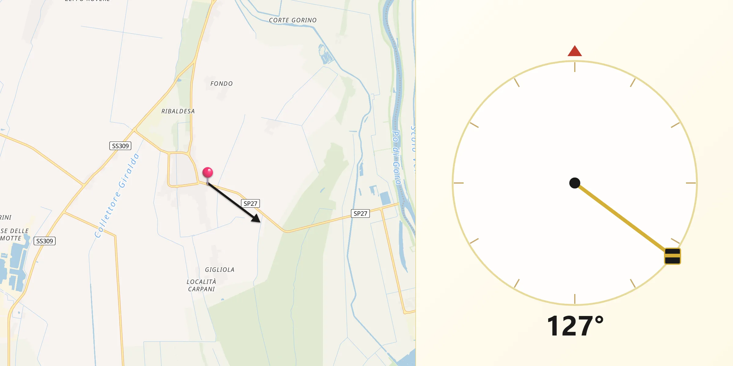 Direzione della Qibla da Bosco Mesola