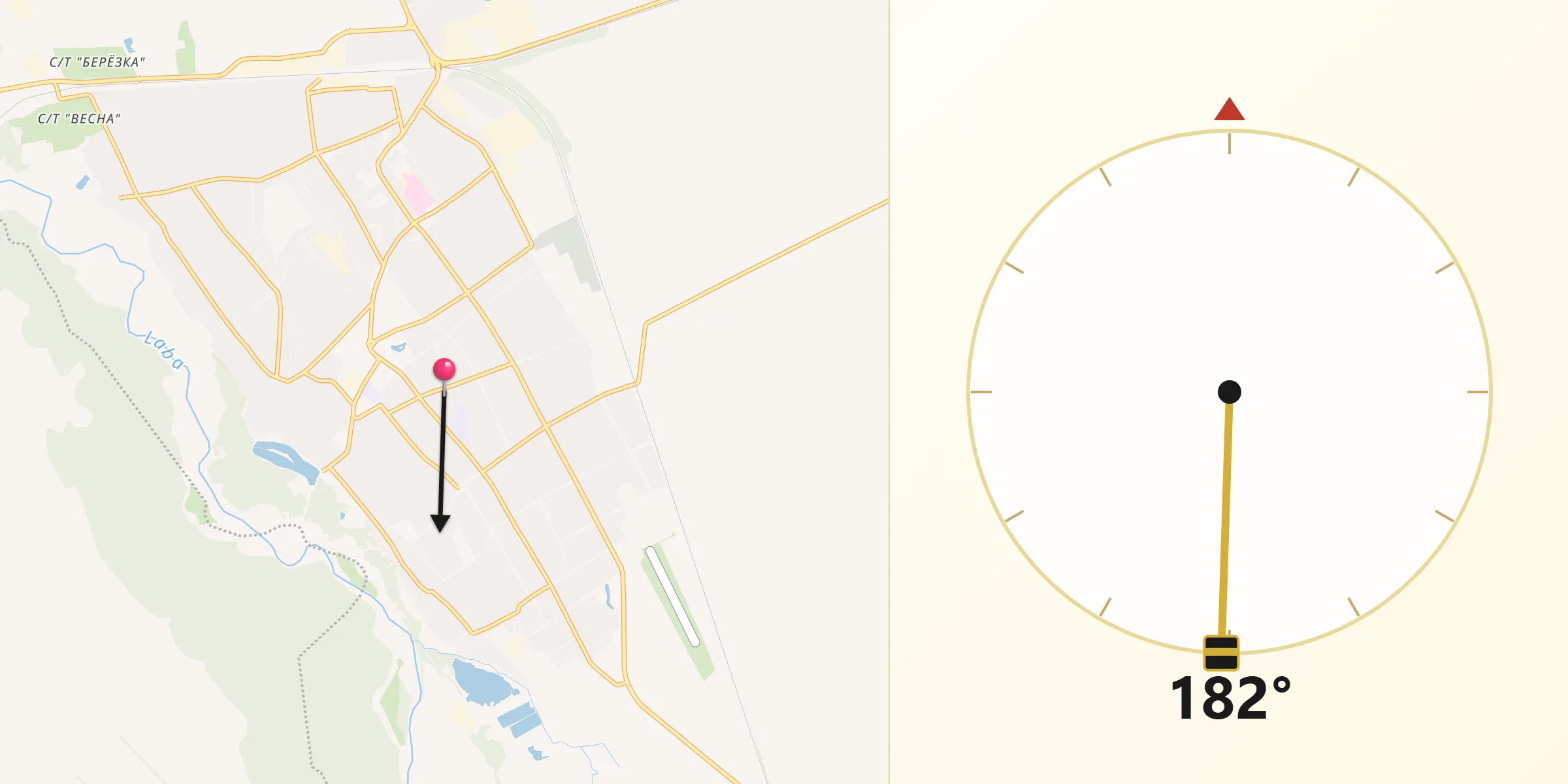 Направление Киблы из Курганинск