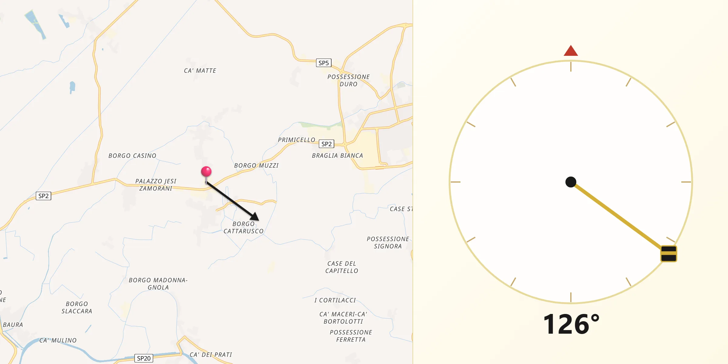 Direzione della Qibla da La Saletta-Tamara