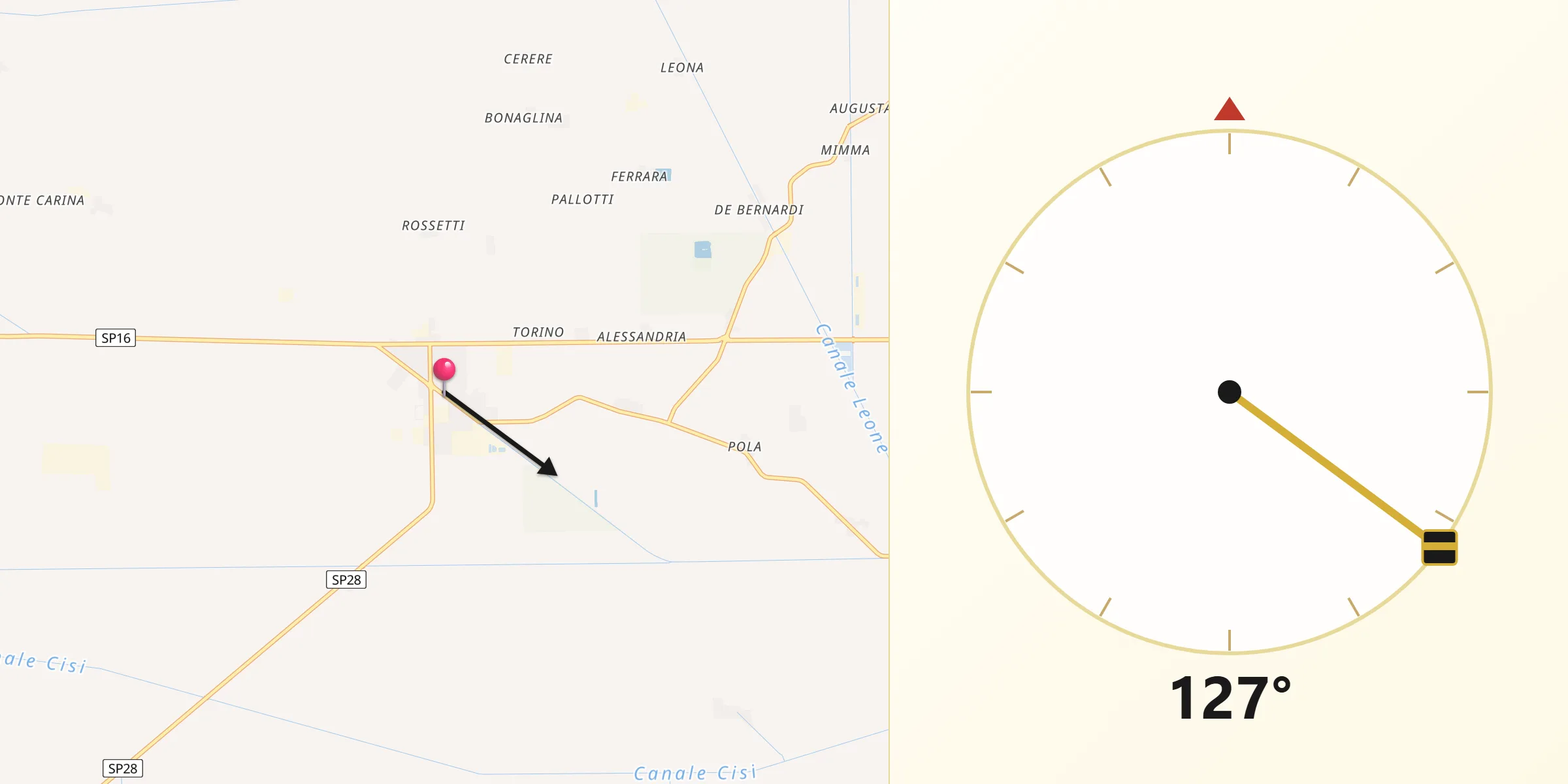 Direzione della Qibla da Jolanda di Savoia