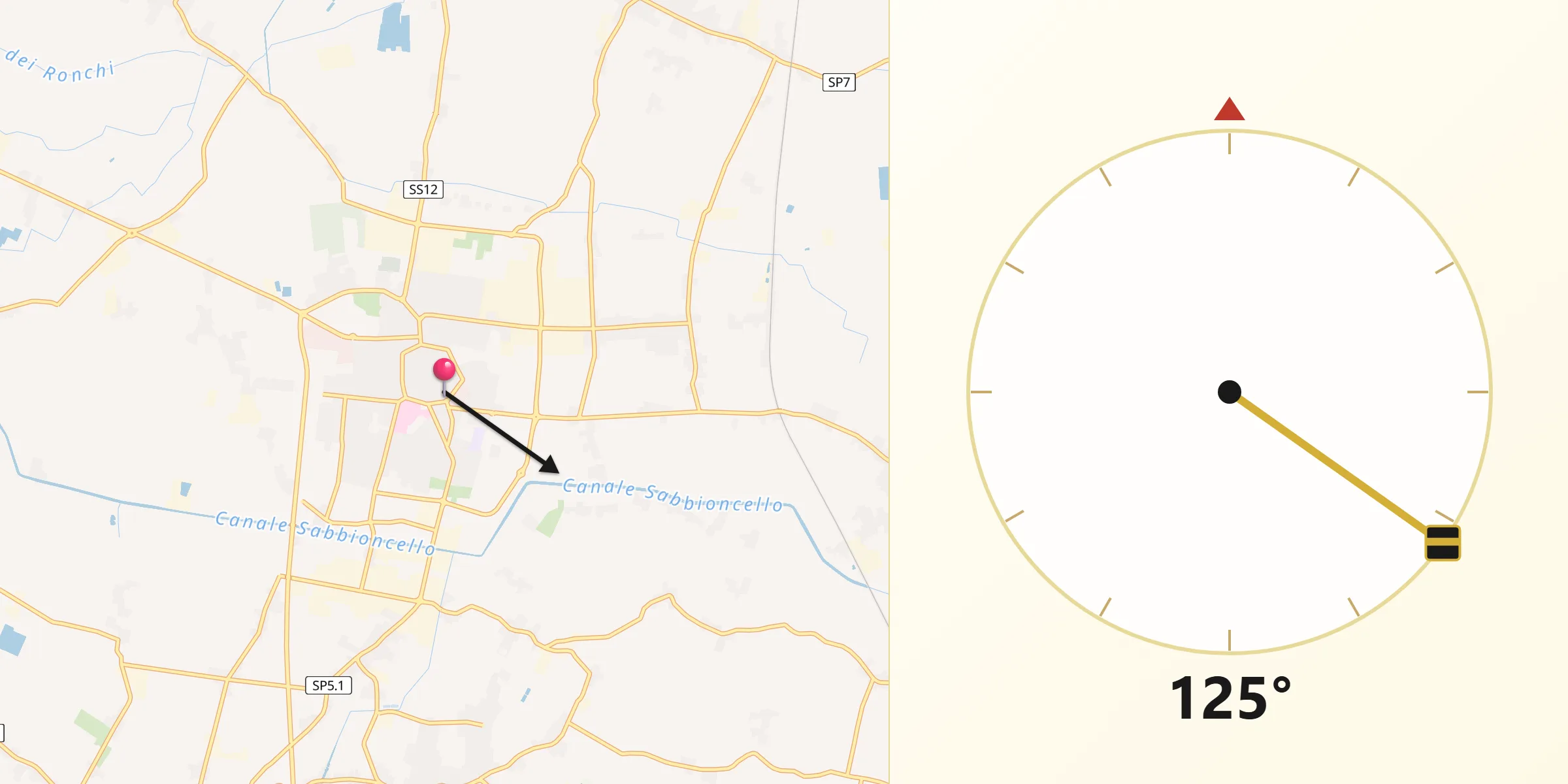 Direzione della Qibla da Mirandola