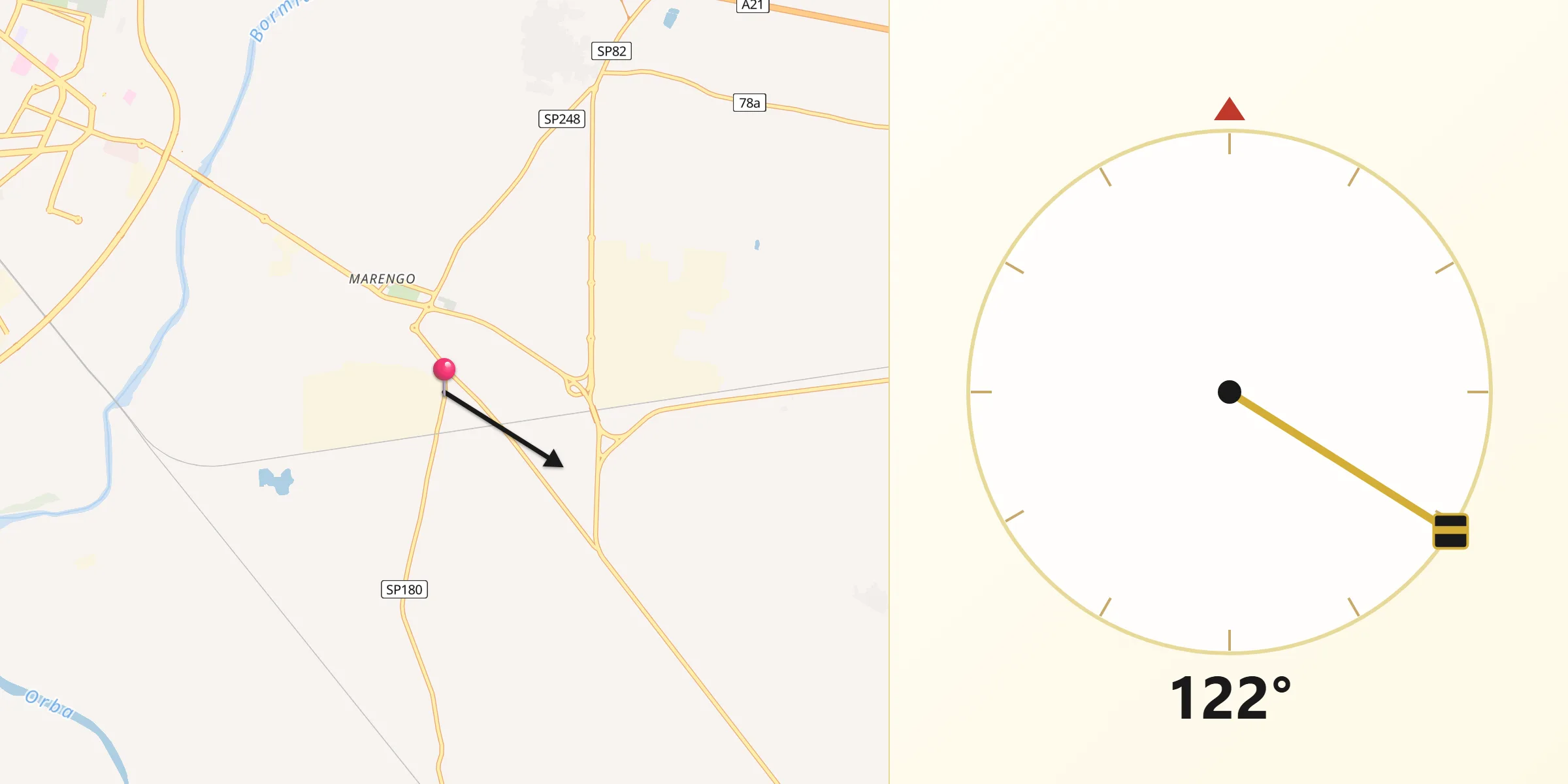 Direzione della Qibla da Spinetta Marengo