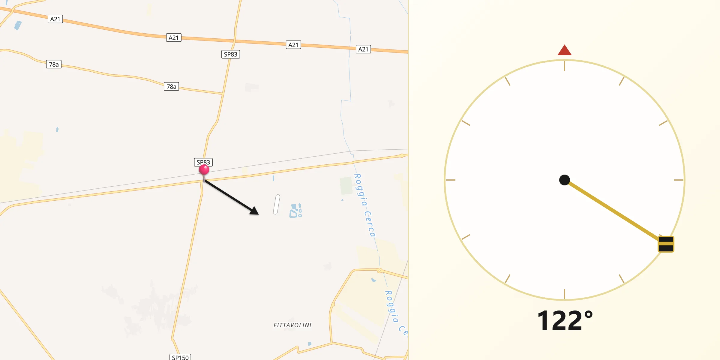 Direzione della Qibla da San Giuliano Vecchio