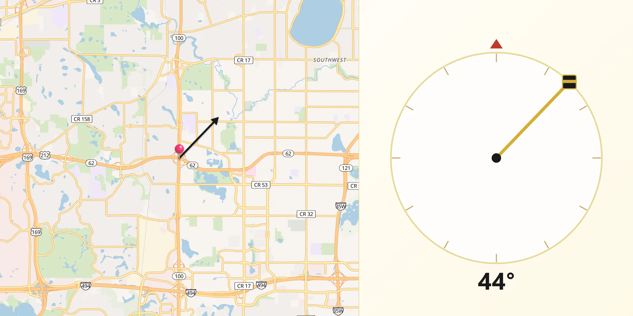 Qibla Direction from Edina