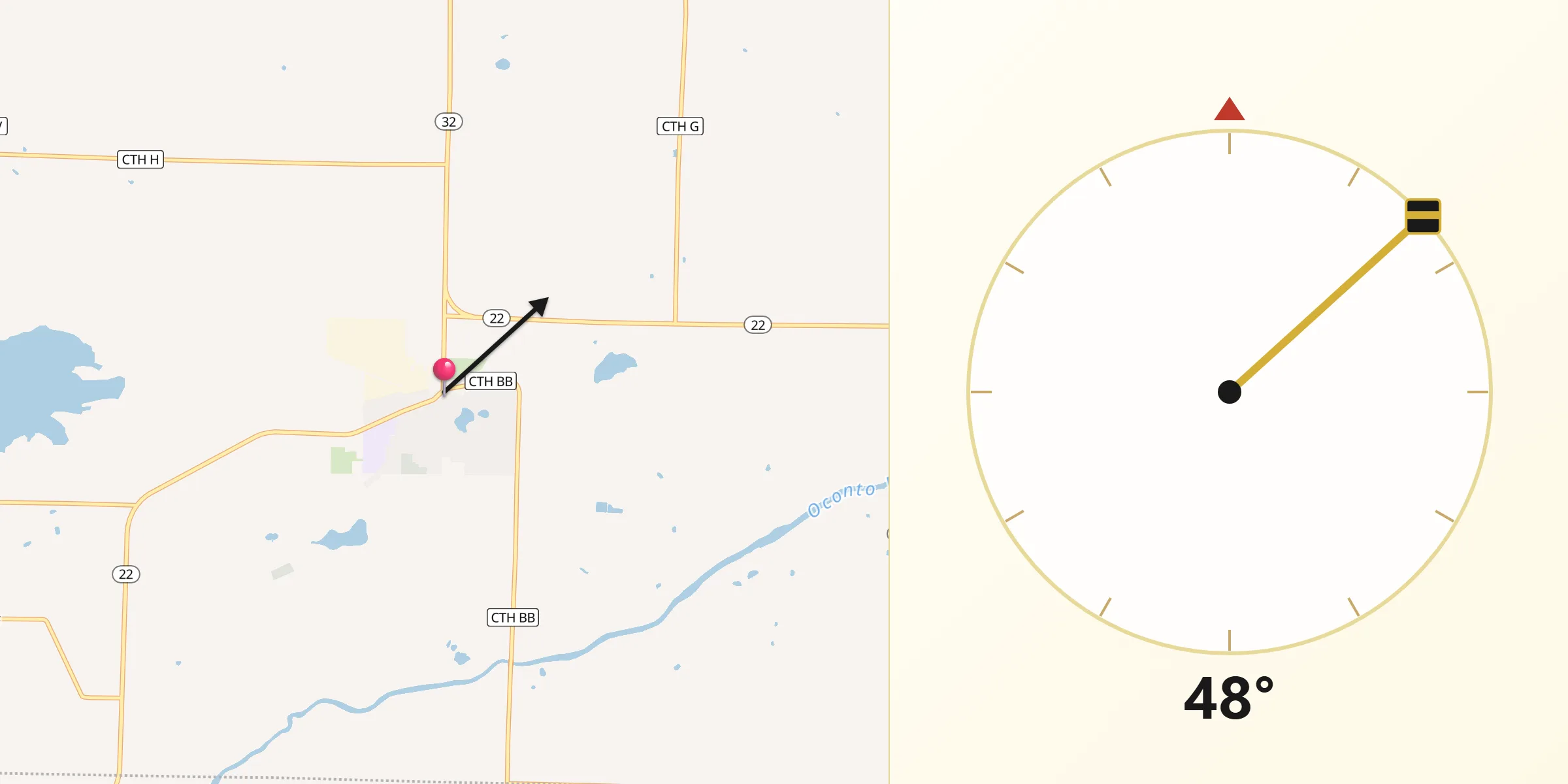 Qibla Direction from Gillett