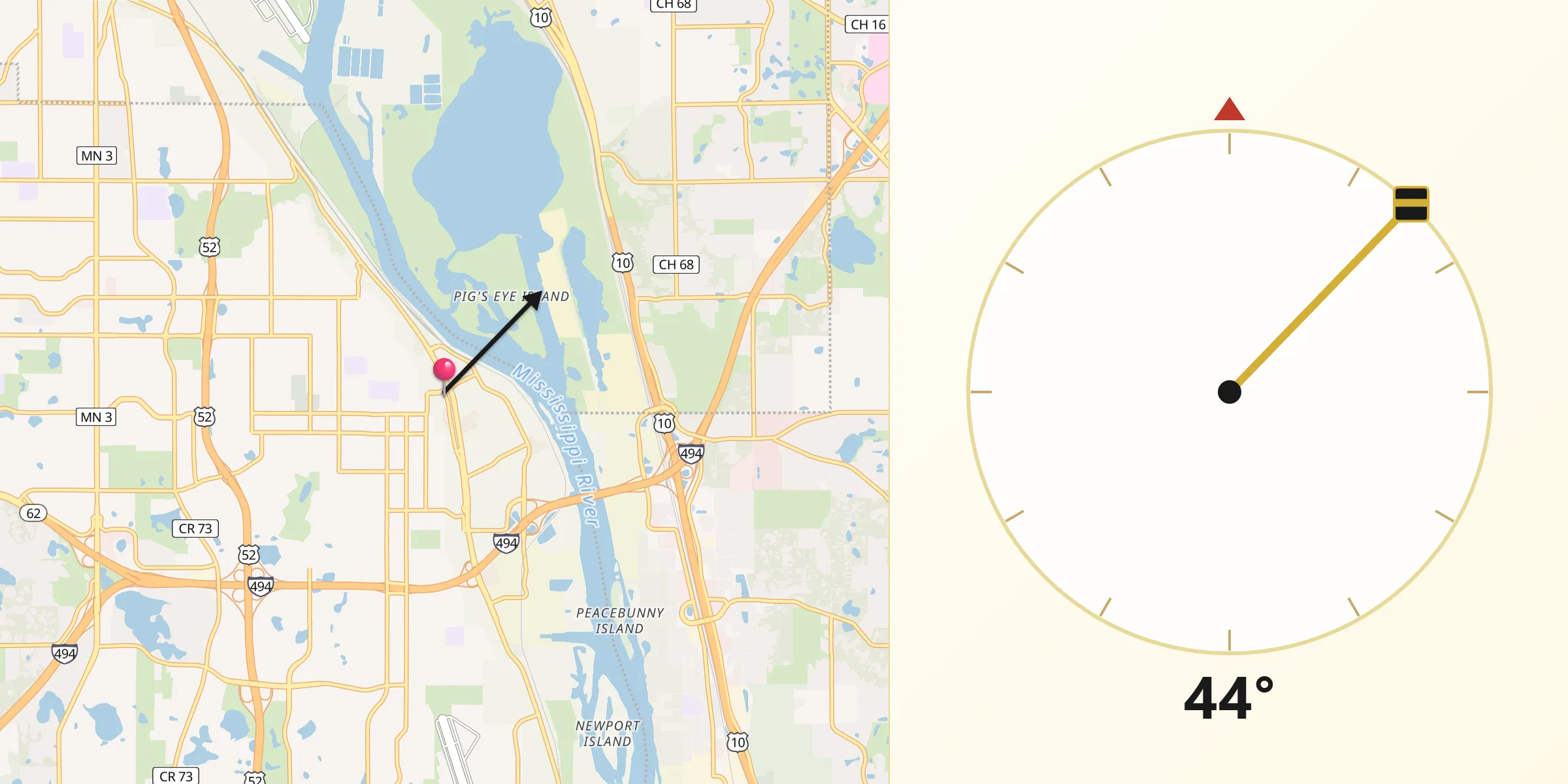 Qibla Direction from South Saint Paul
