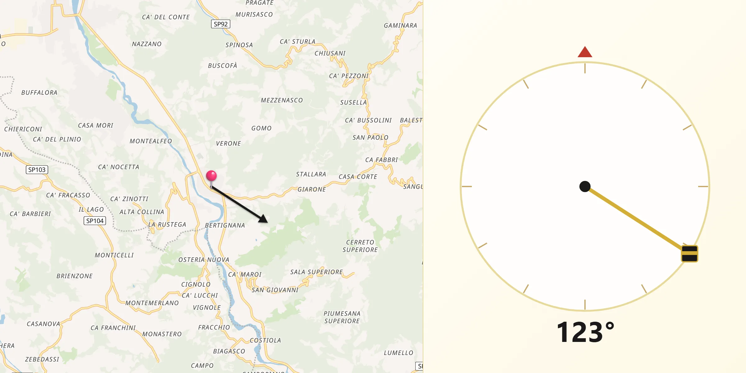 Direzione della Qibla da Godiasco