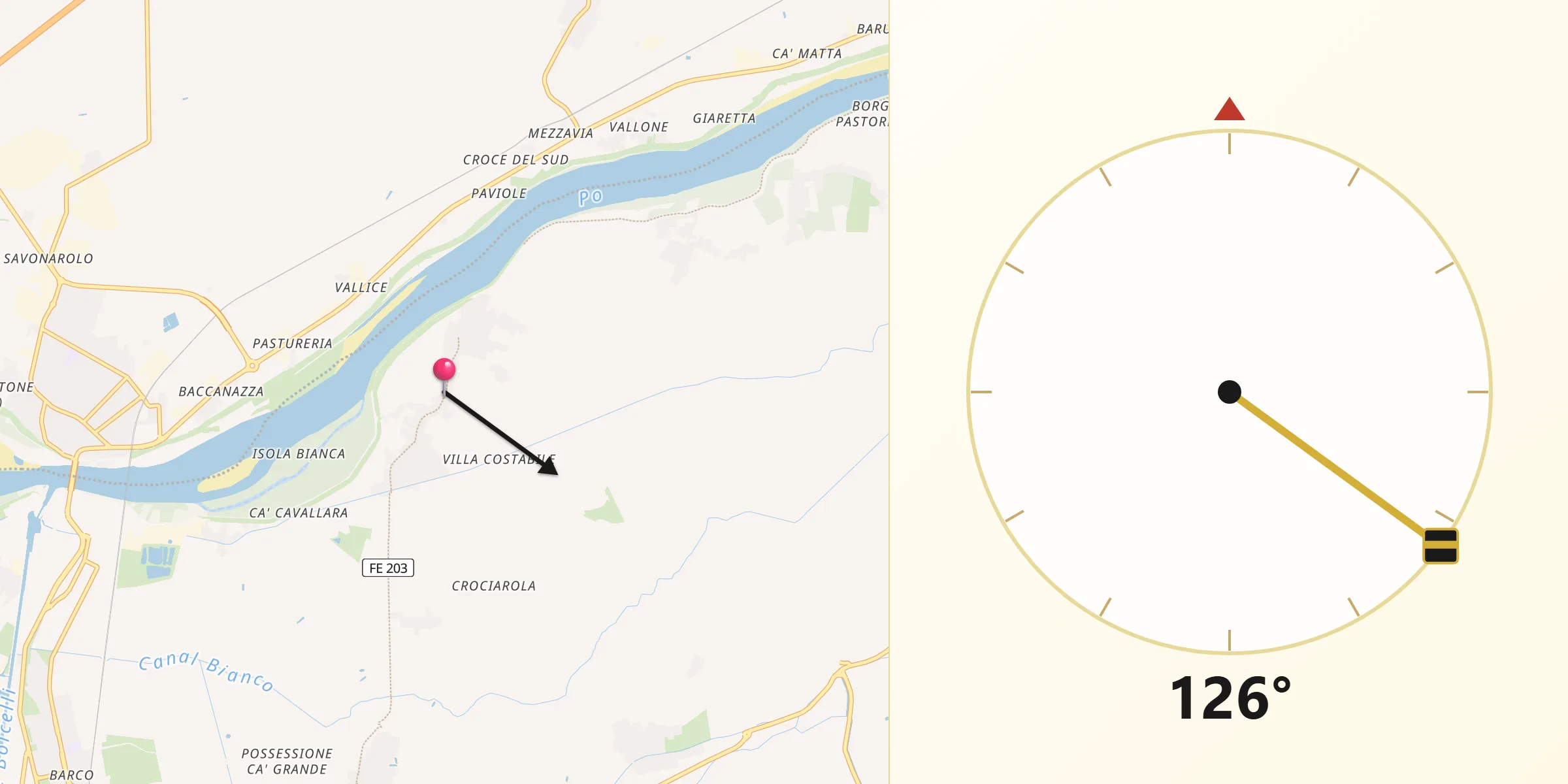 Direzione della Qibla da Francolino