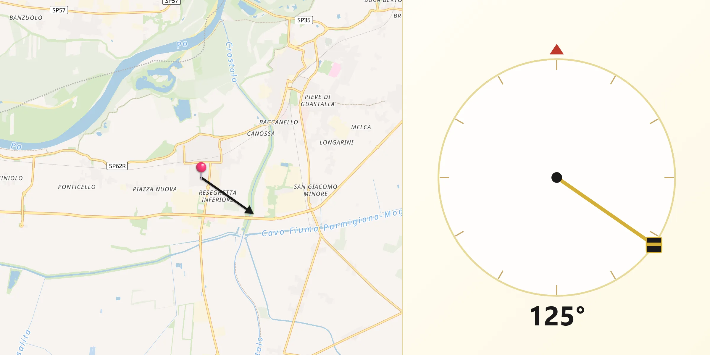 Direzione della Qibla da Gualtieri