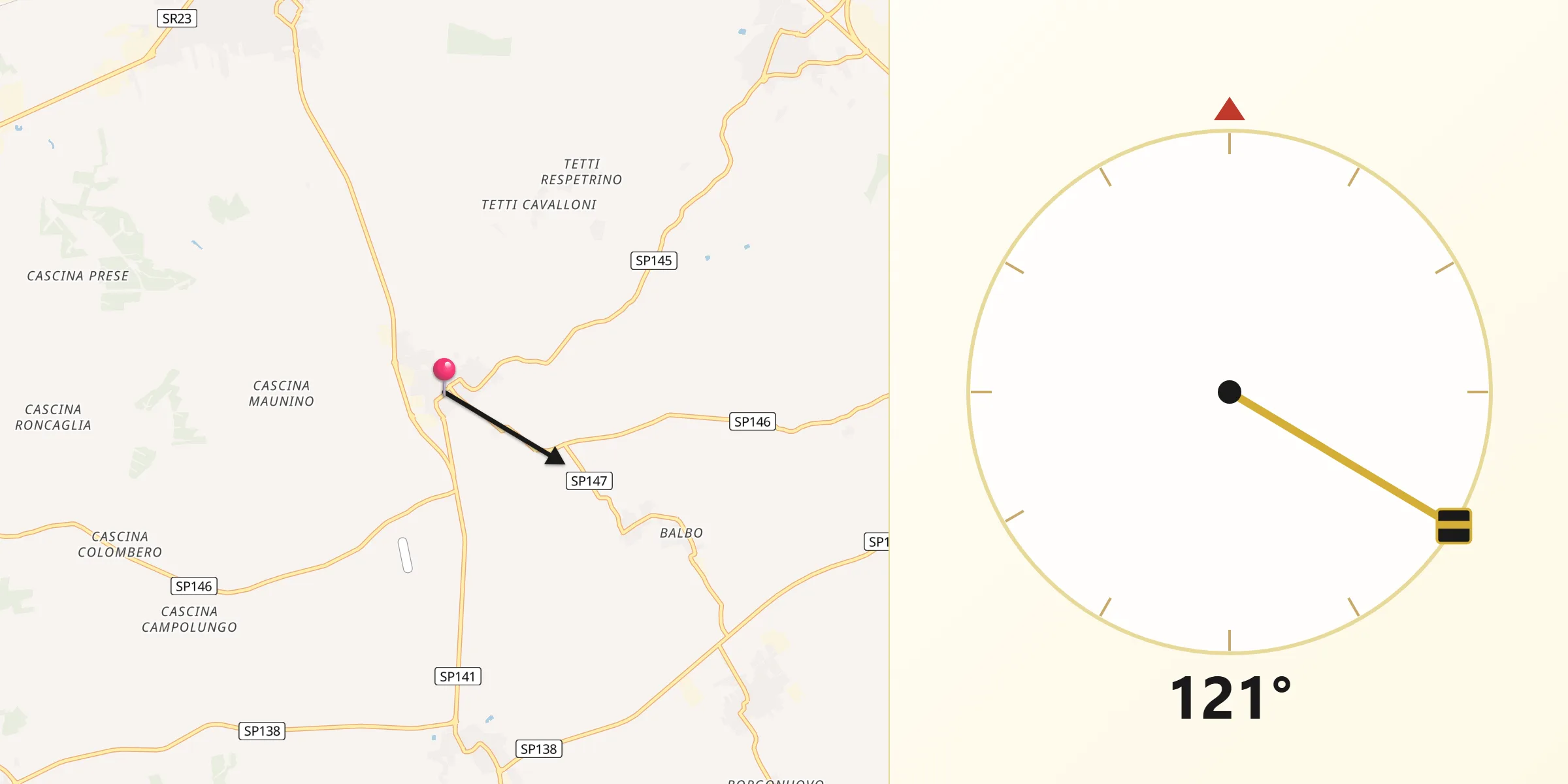 Direzione della Qibla da Castagnole Piemonte