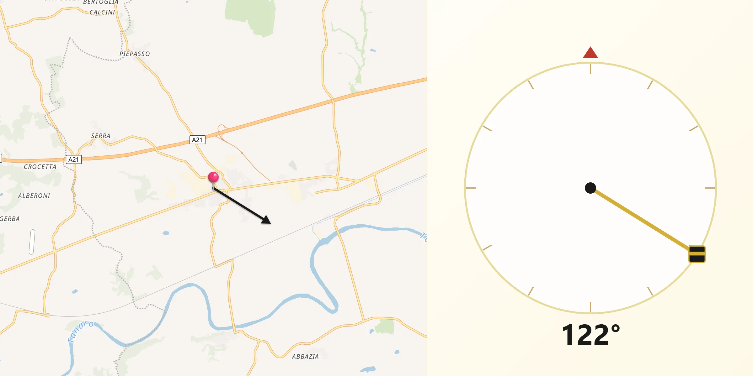 Direzione della Qibla da Quattordio