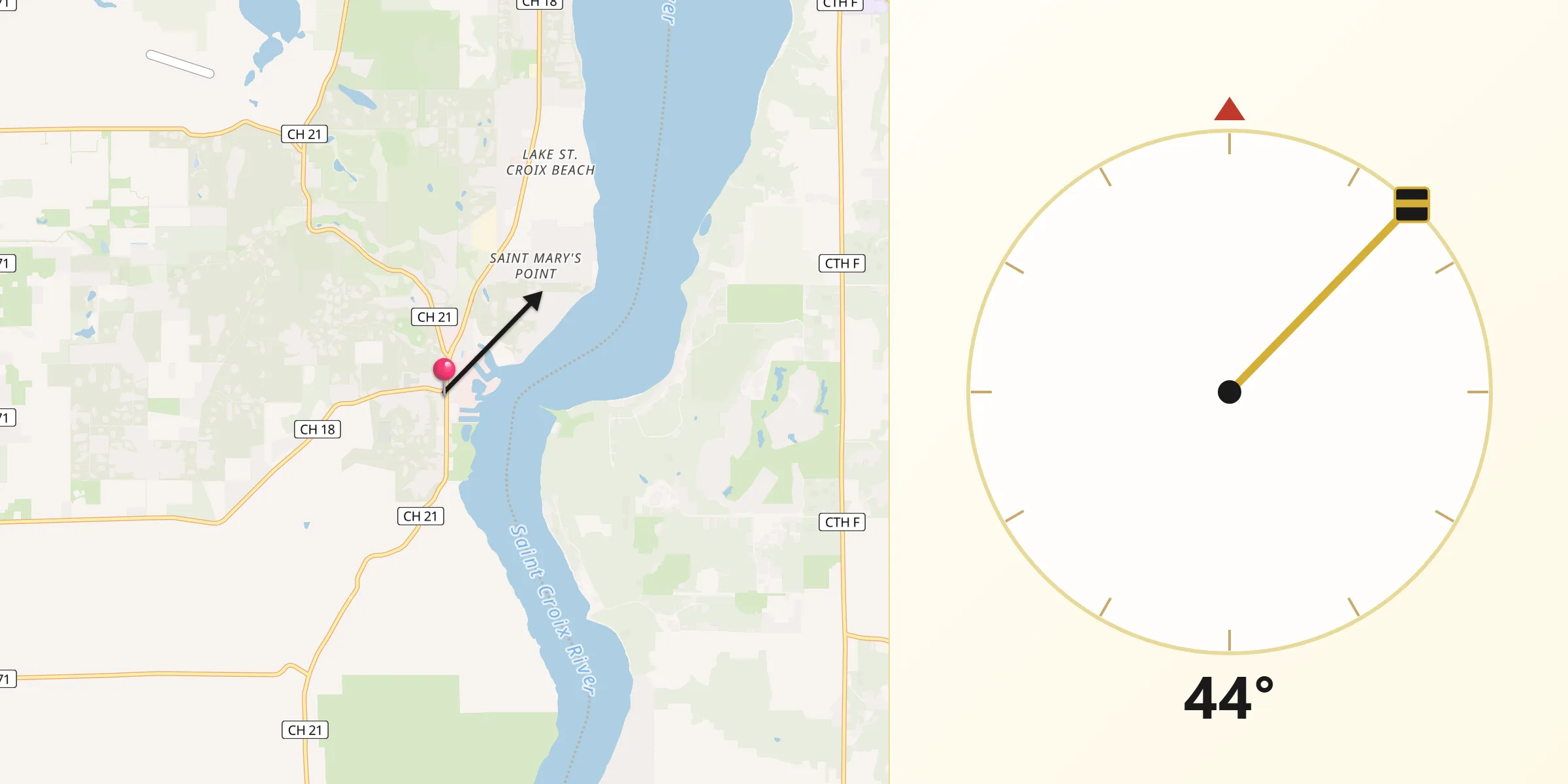 Qibla Direction from Afton