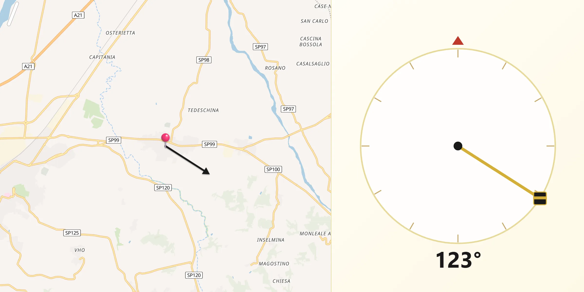 Direzione della Qibla da Viguzzolo