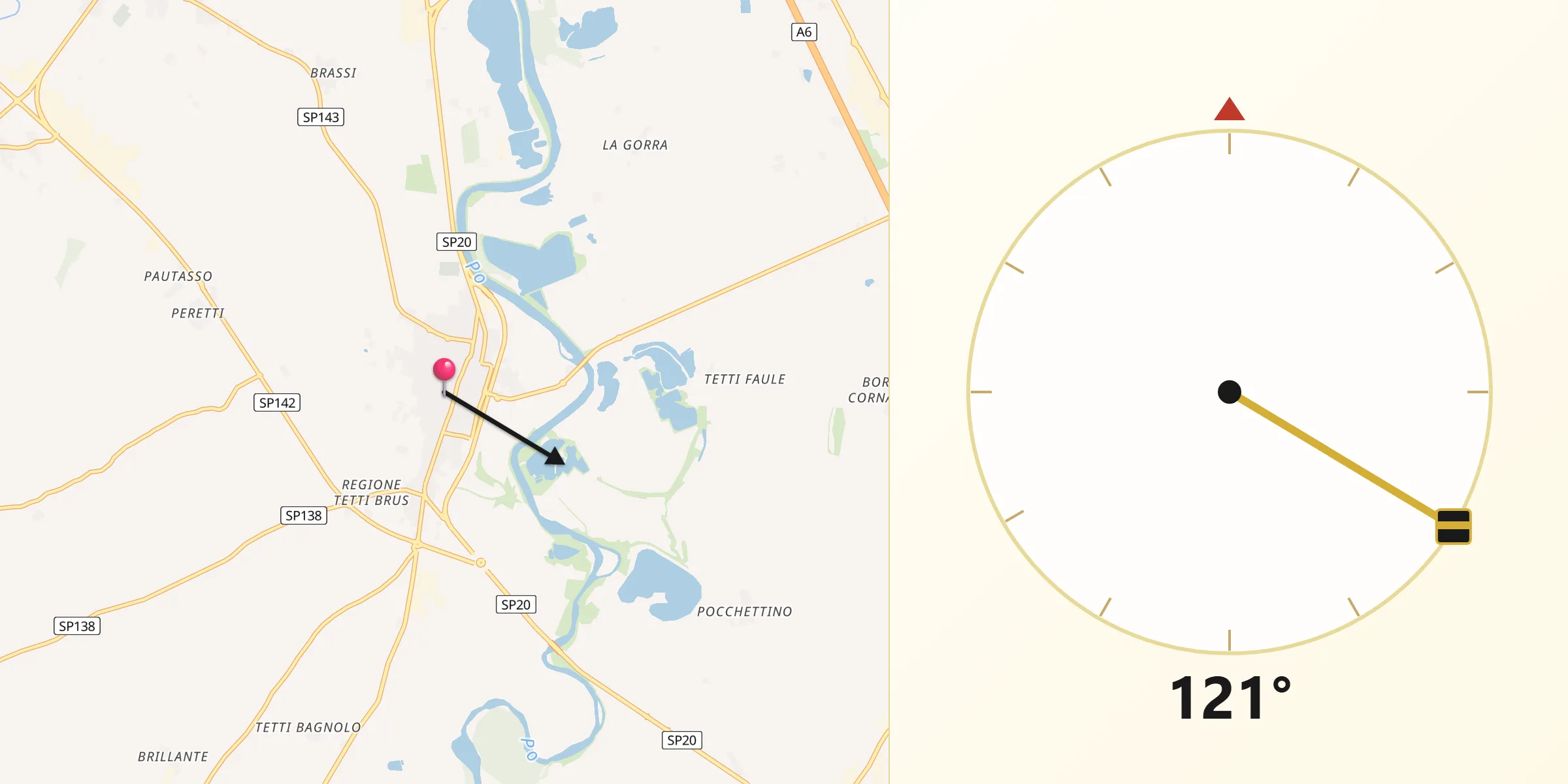 Direzione della Qibla da Carignano