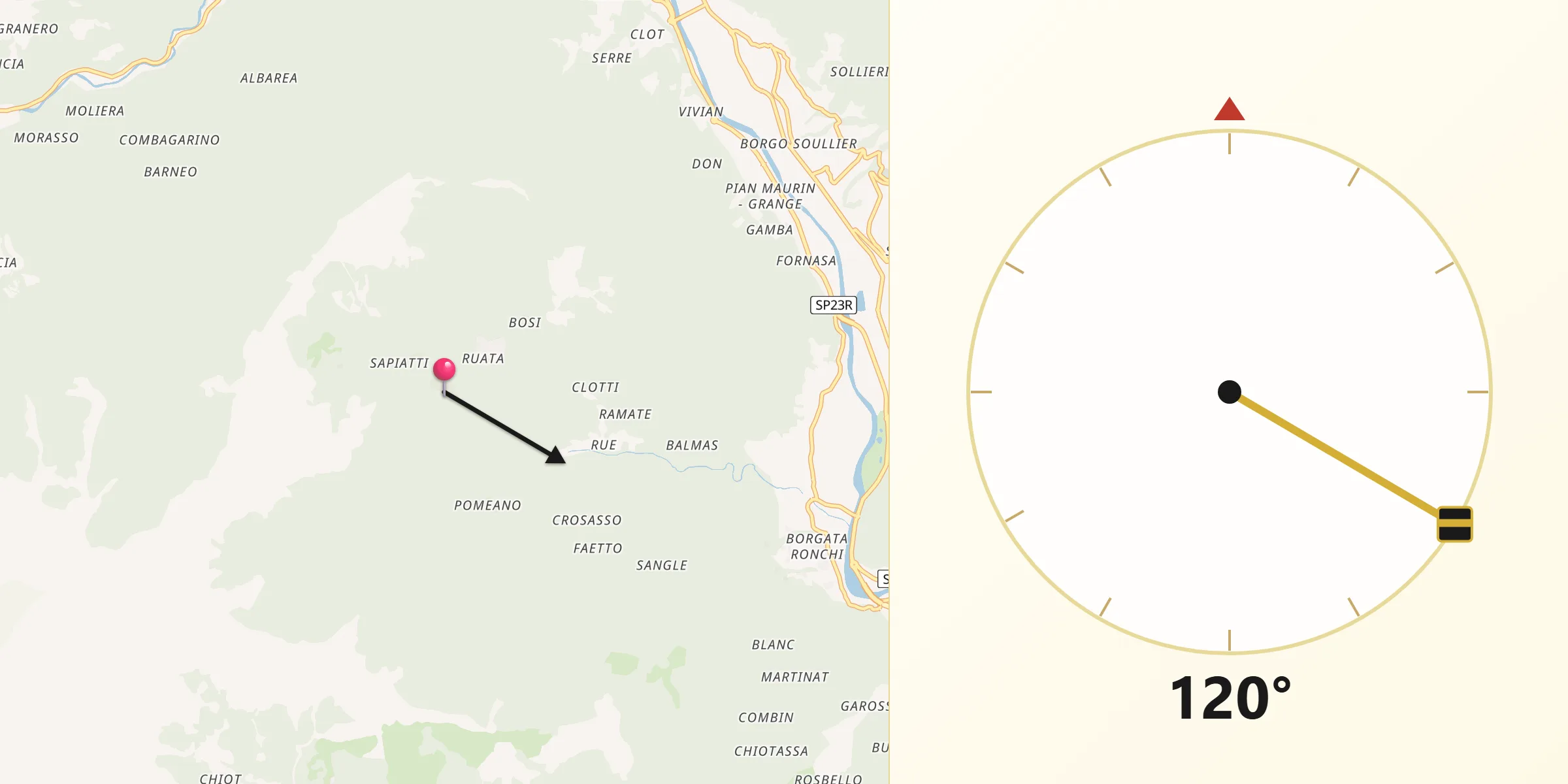 Direzione della Qibla da Pramollo