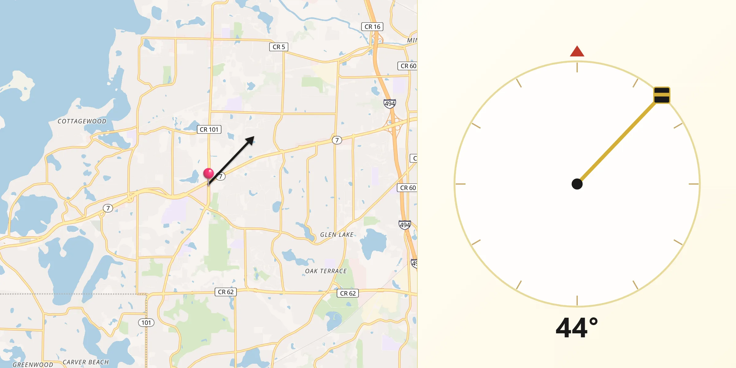 Qibla Direction from Minnetonka