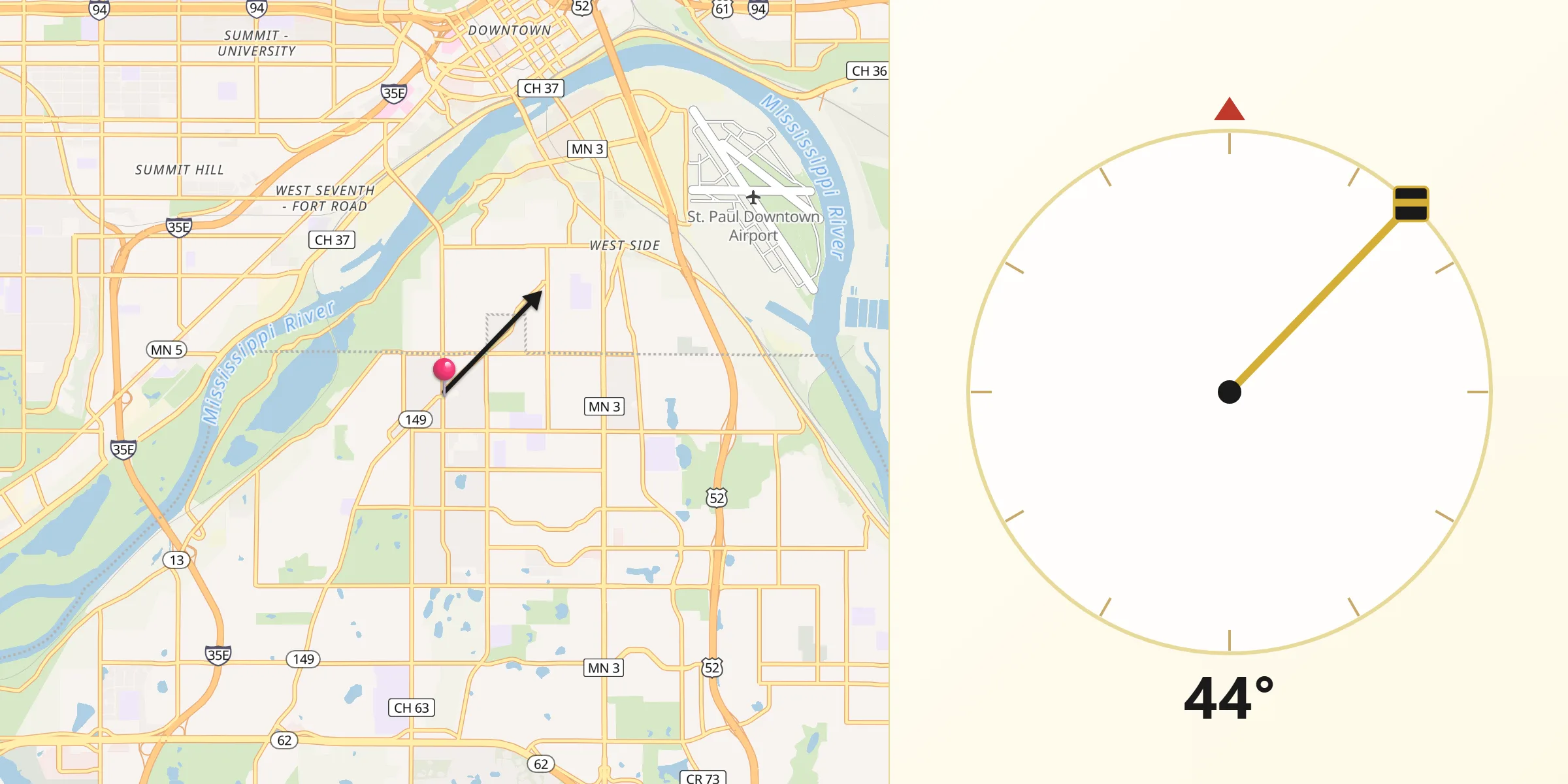 Qibla Direction from West Saint Paul