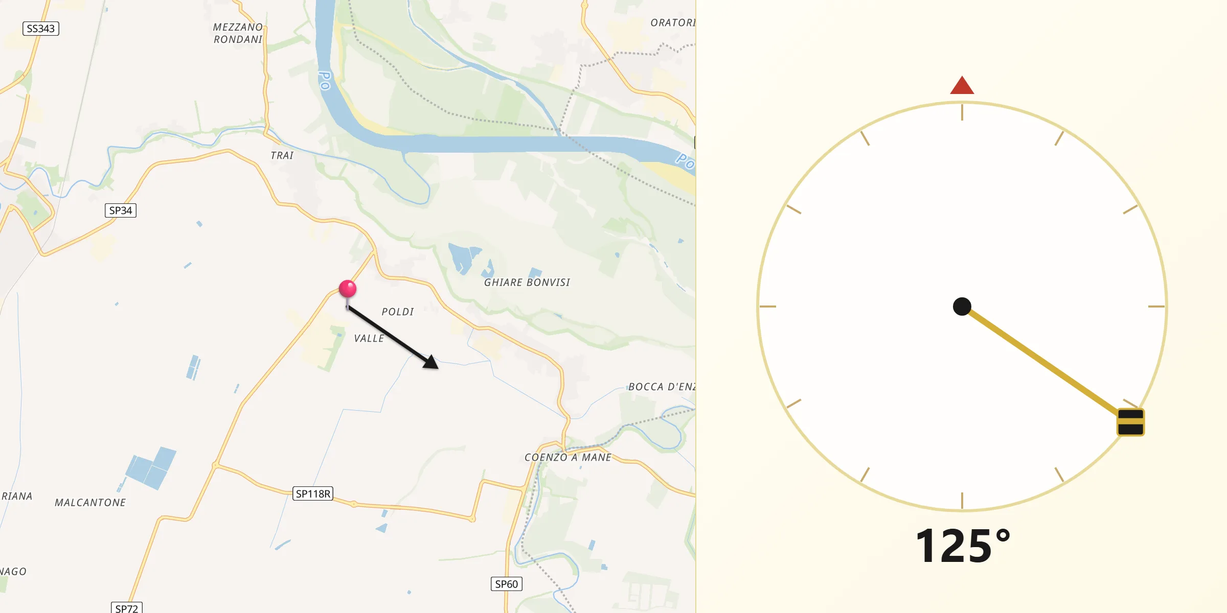 Direzione della Qibla da Casale