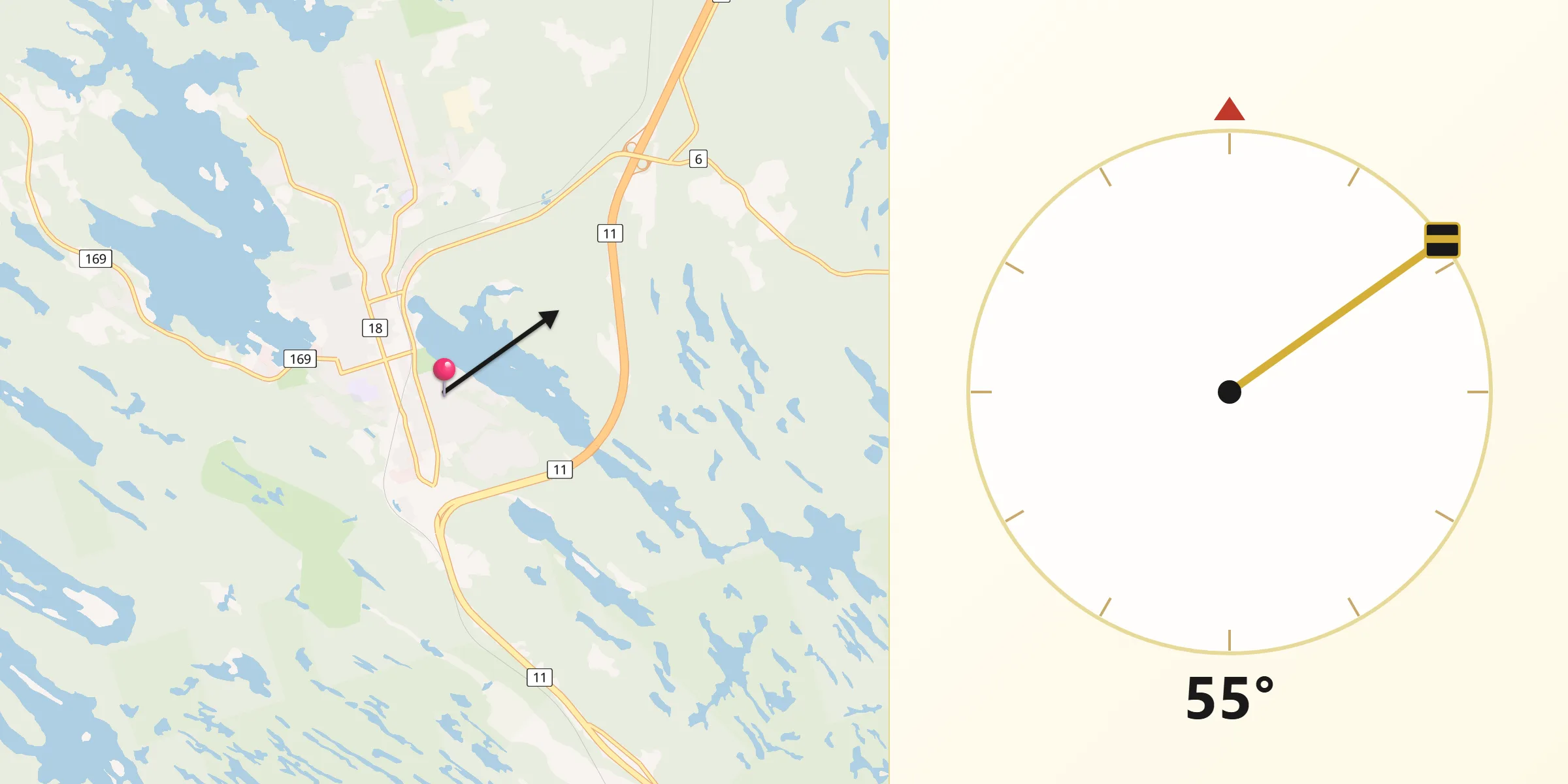 Qibla Direction from Gravenhurst