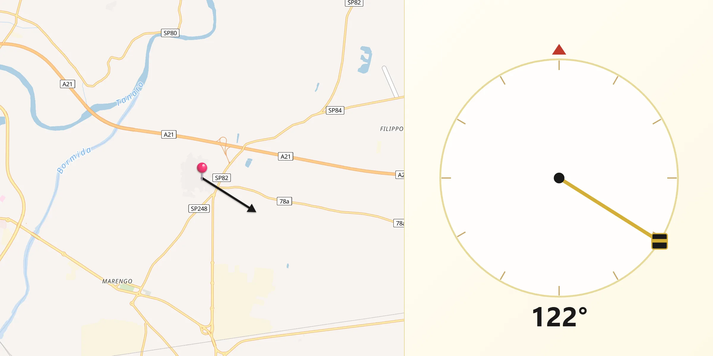 Direzione della Qibla da Castelceriolo