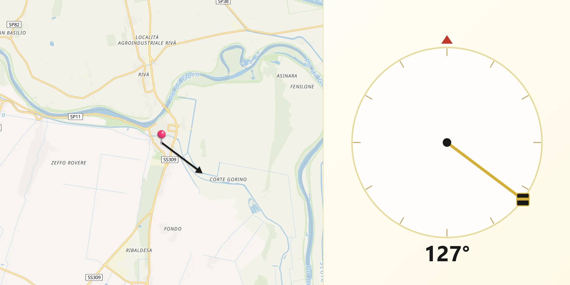 Direzione della Qibla da Mesola