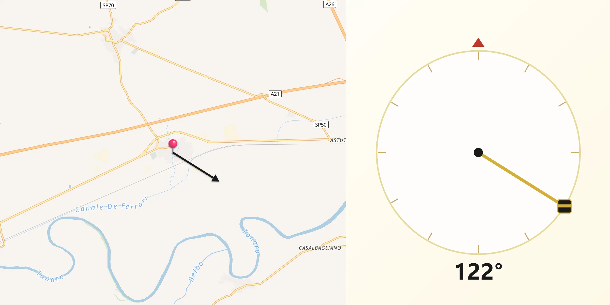 Direzione della Qibla da Solero