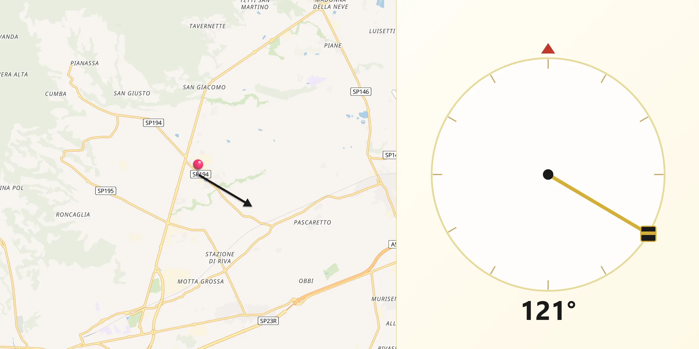 Direzione della Qibla da Frossasco