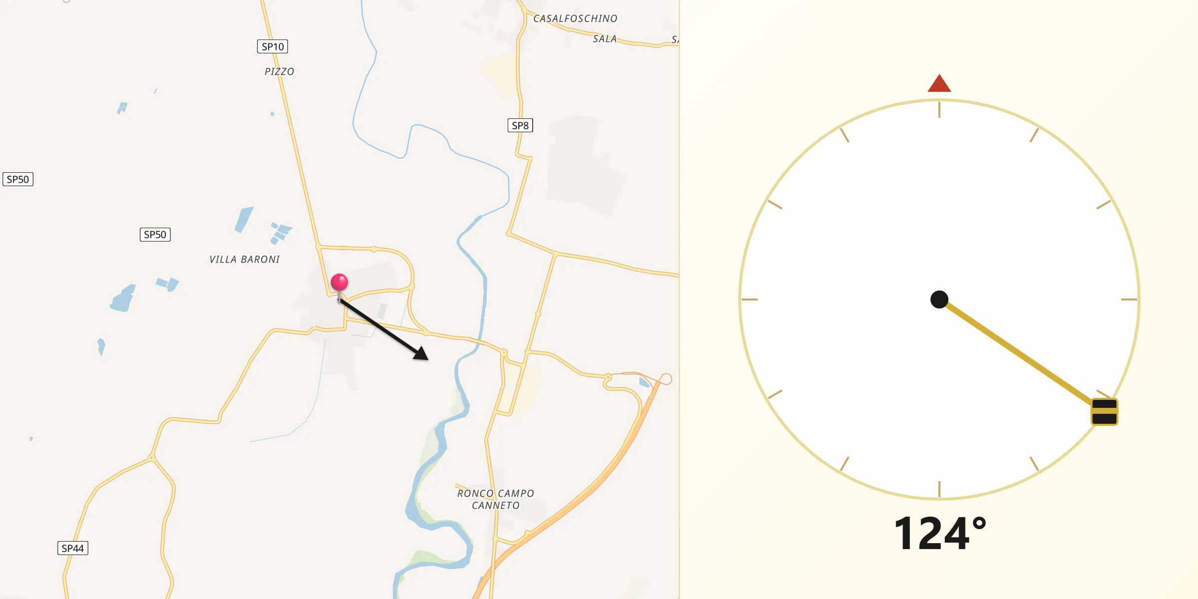 Direzione della Qibla da San Secondo Parmense