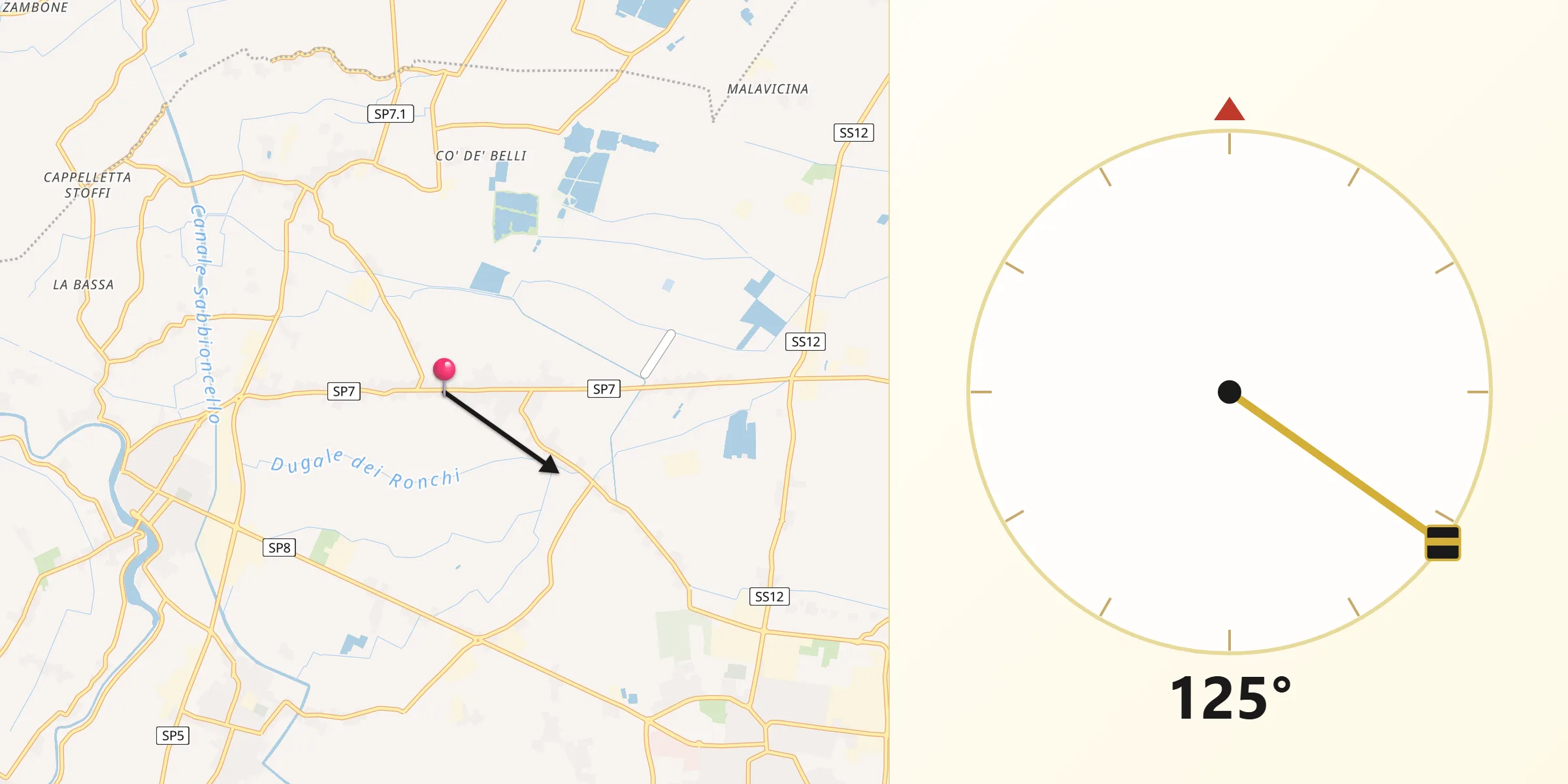 Direzione della Qibla da Fossa