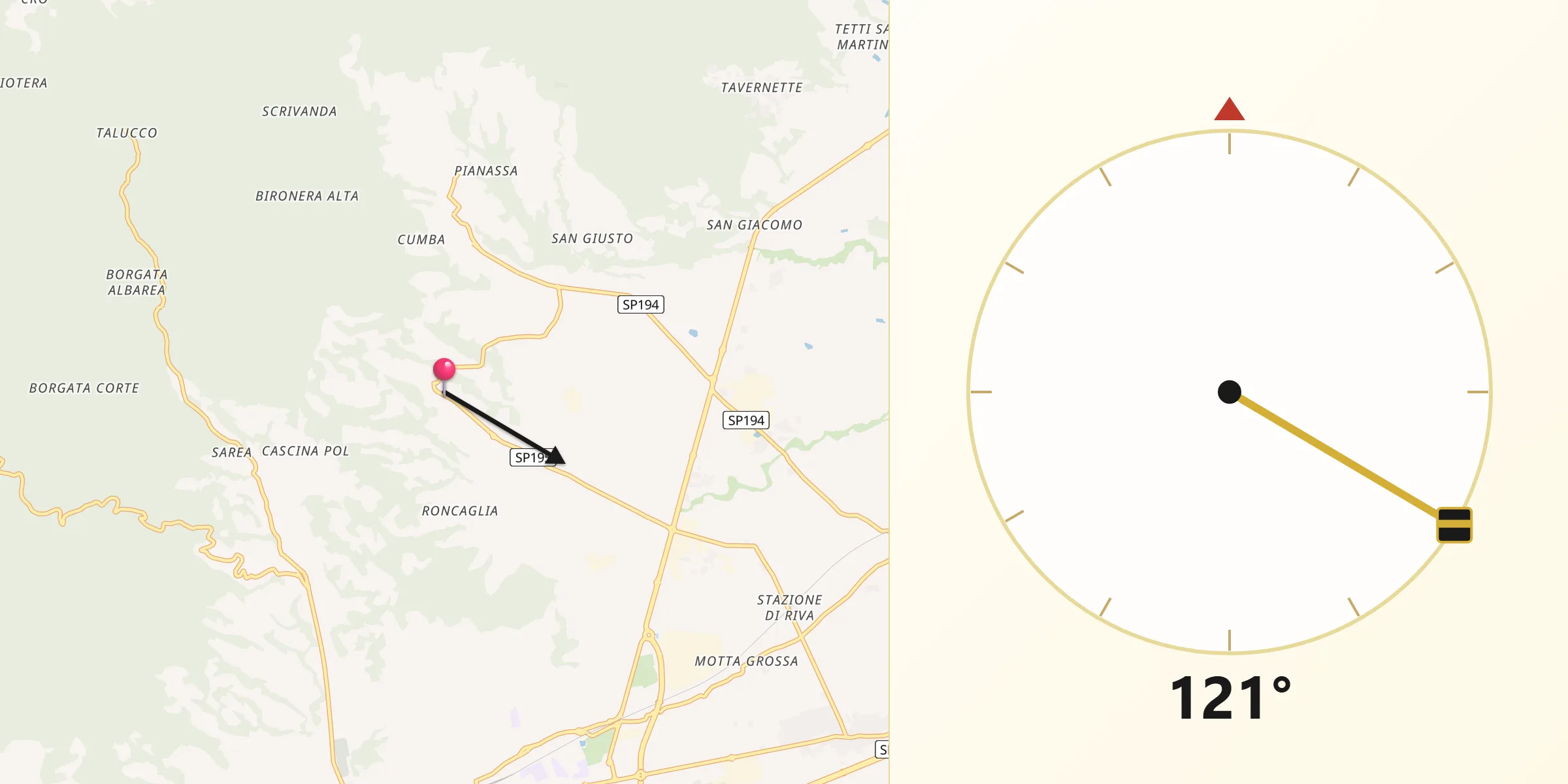 Direzione della Qibla da Roletto