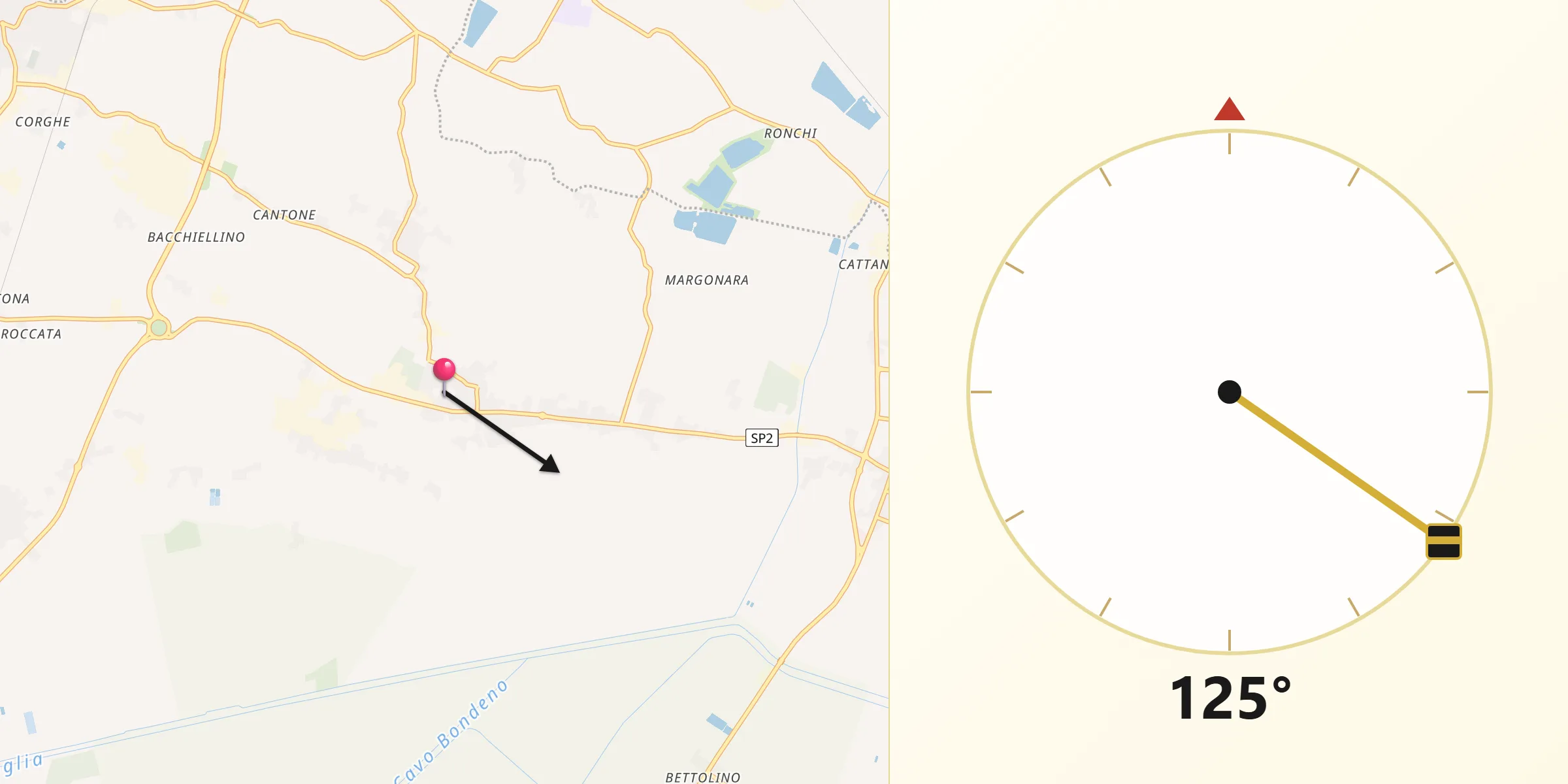 Direzione della Qibla da Villarotta