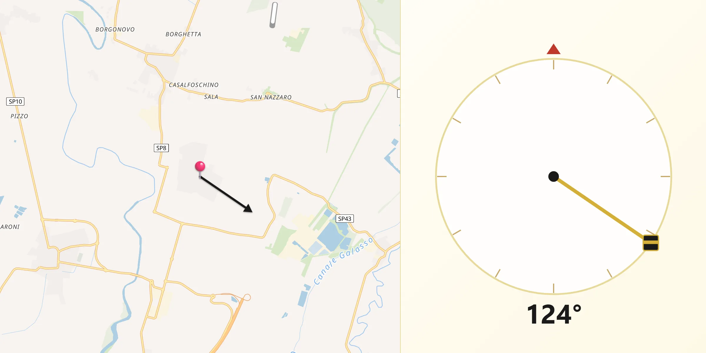 Direzione della Qibla da Trecasali