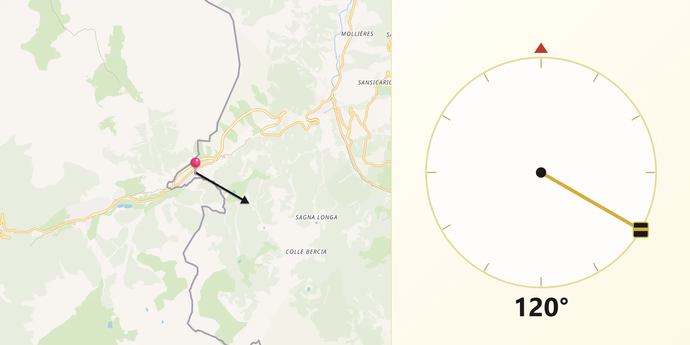 Direzione della Qibla da Claviere