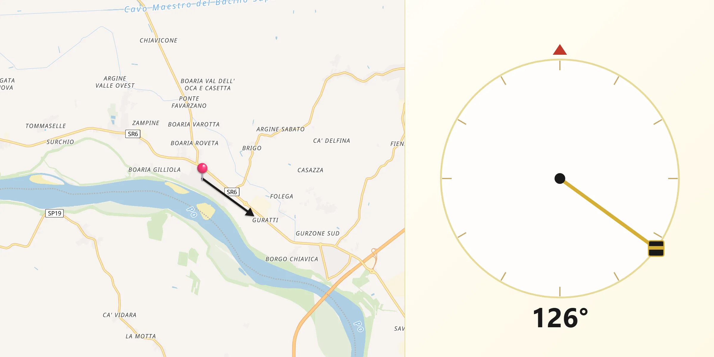 Direzione della Qibla da Stienta