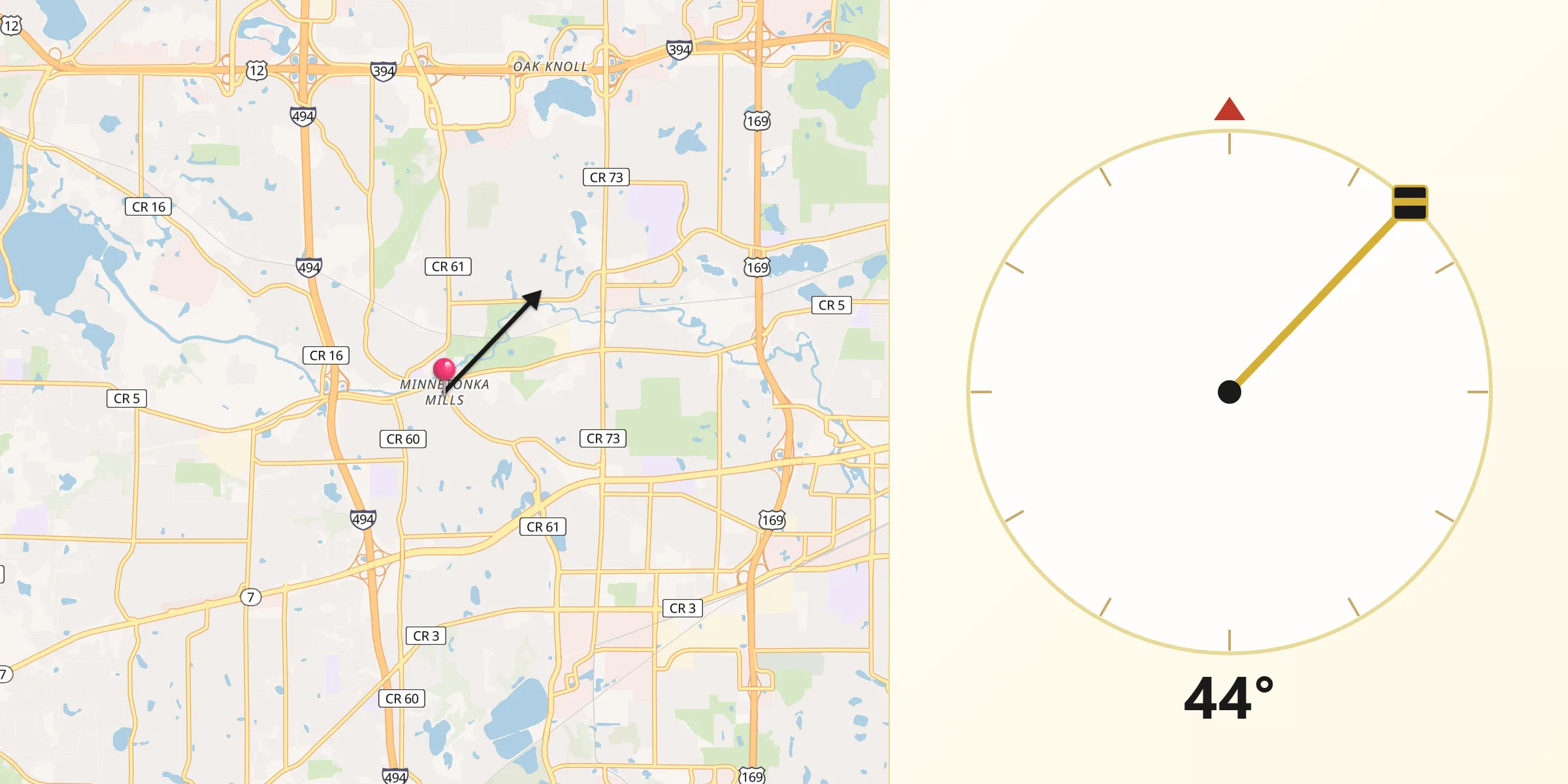 Qibla Direction from Minnetonka Mills