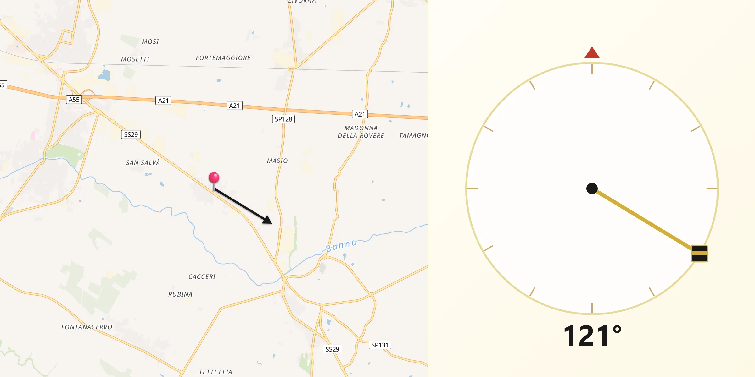 Direzione della Qibla da Marocchi