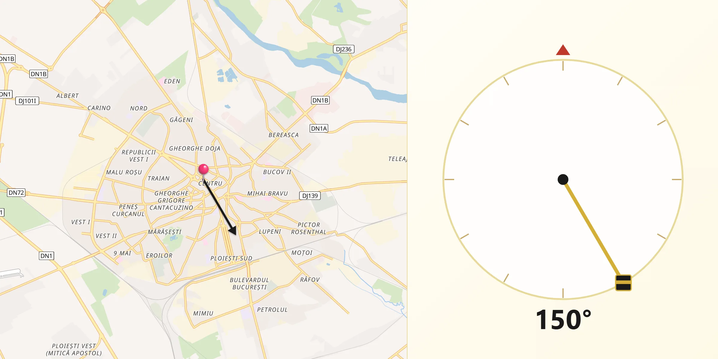 Direcția Qibla din Municipiul Ploieşti