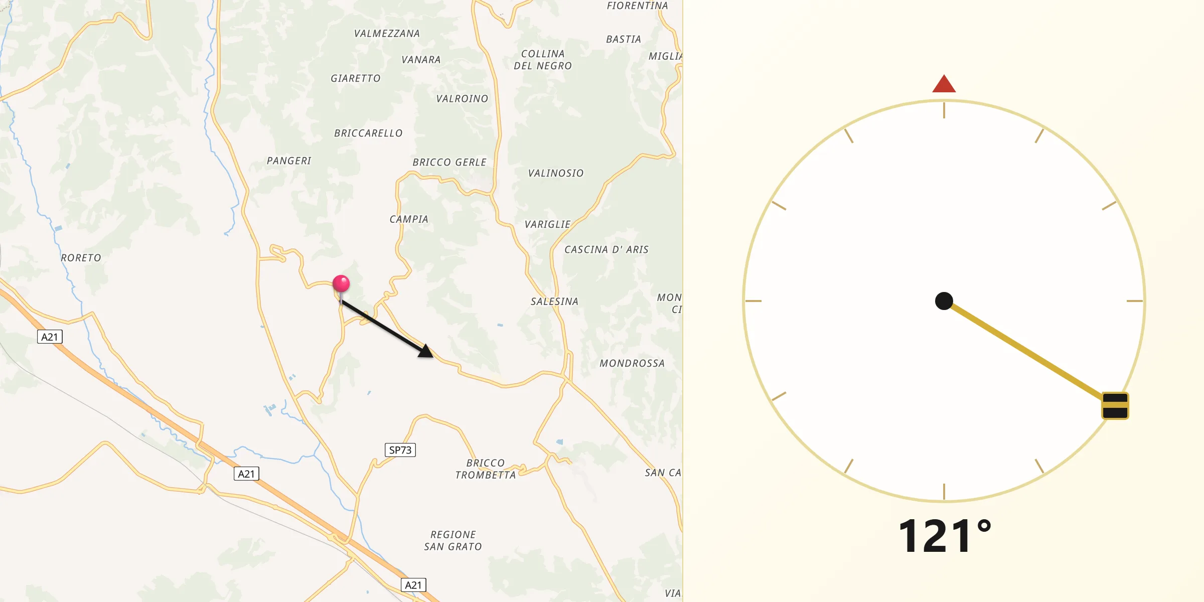 Direzione della Qibla da Maretto