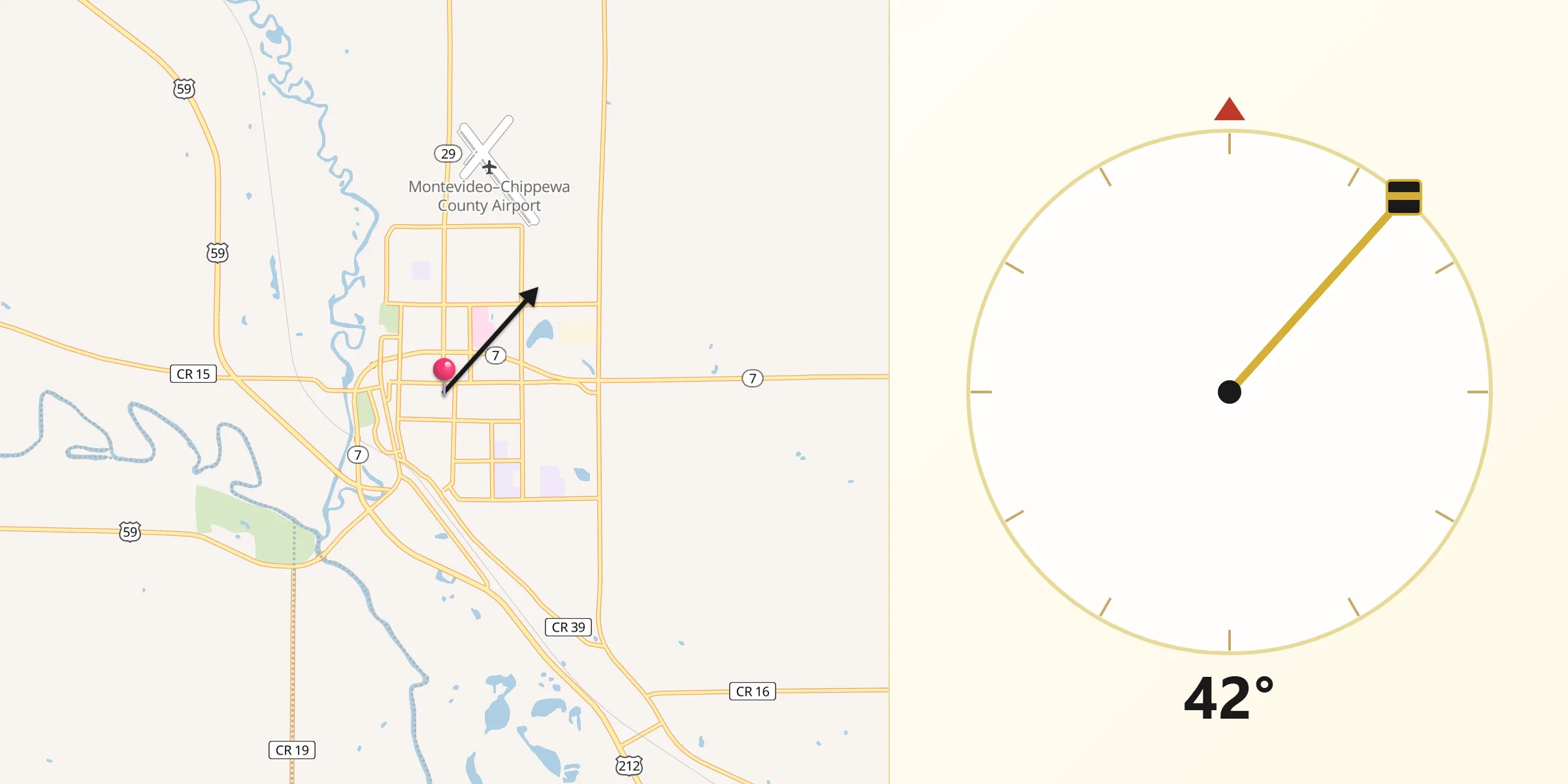 Qibla Direction from Montevideo