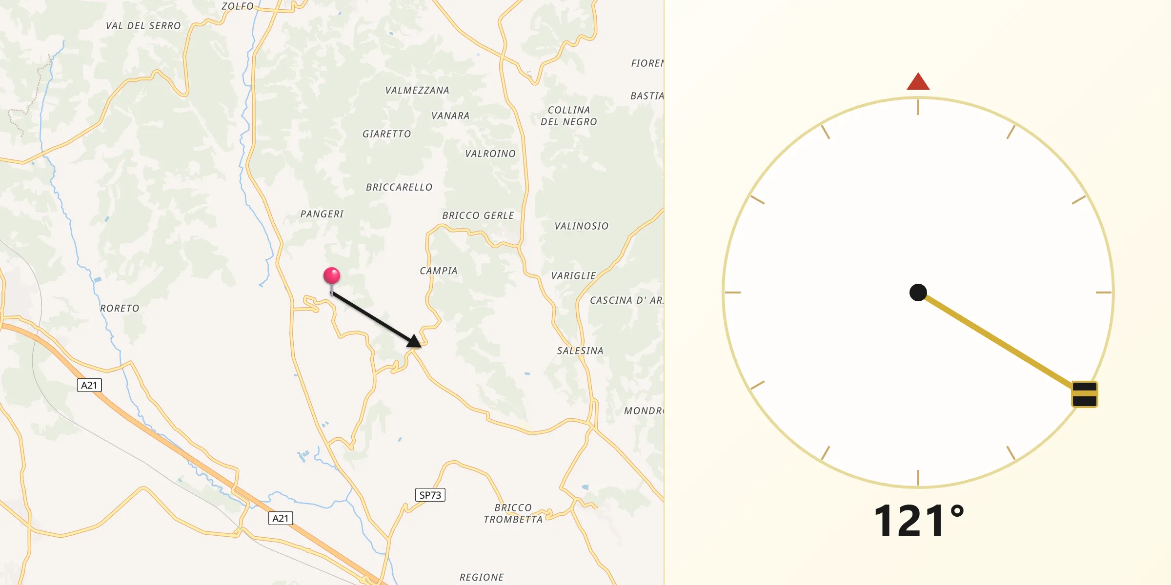 Direzione della Qibla da Roatto